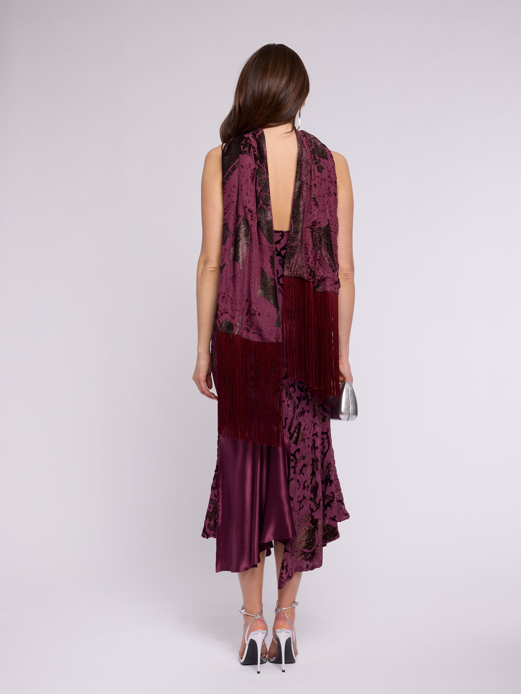 Roberto Cavalli SS 2004 Plum Dress with Scarf