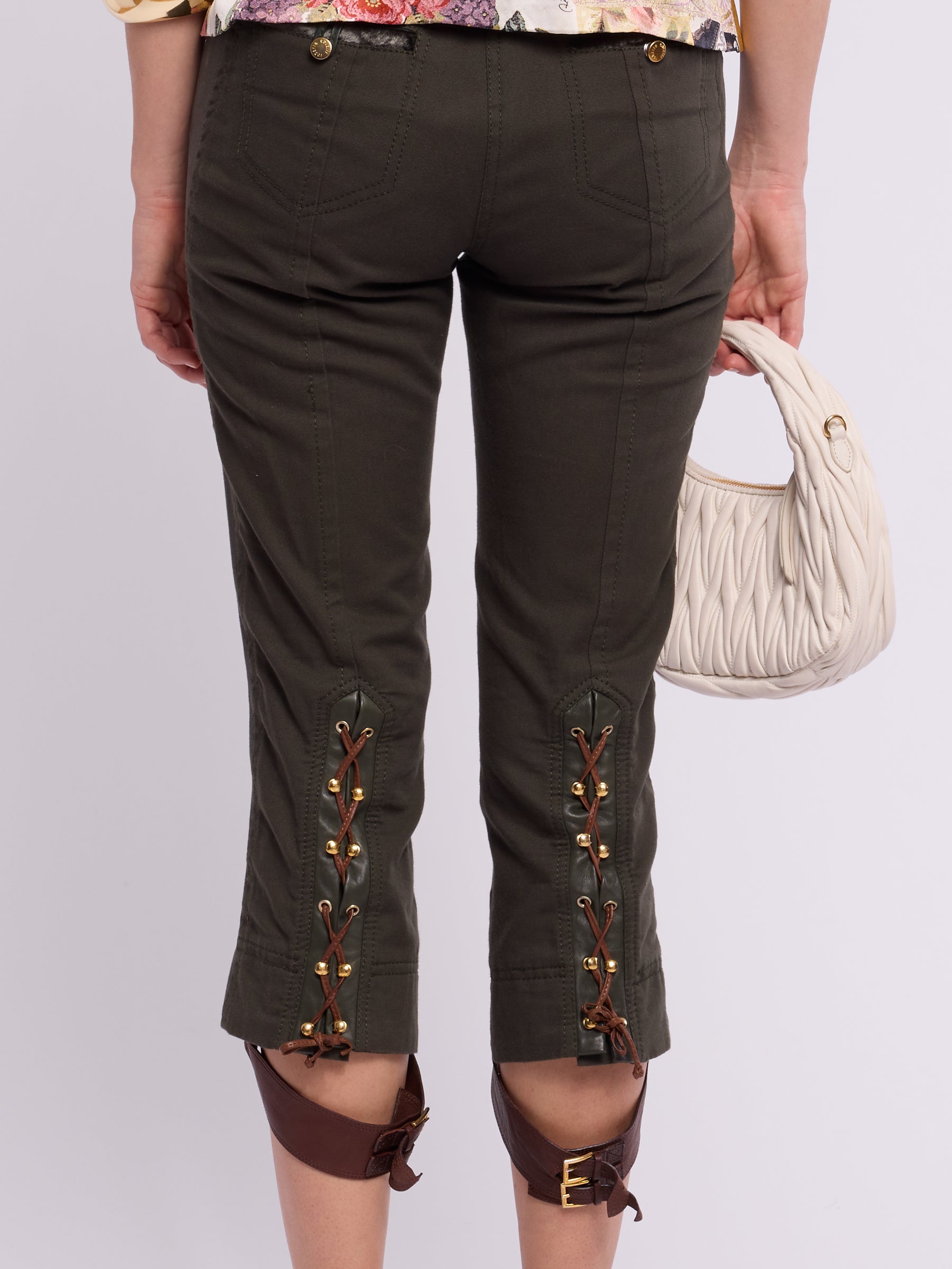 Roberto Cavalli SS 2005 Leather Strap Capris