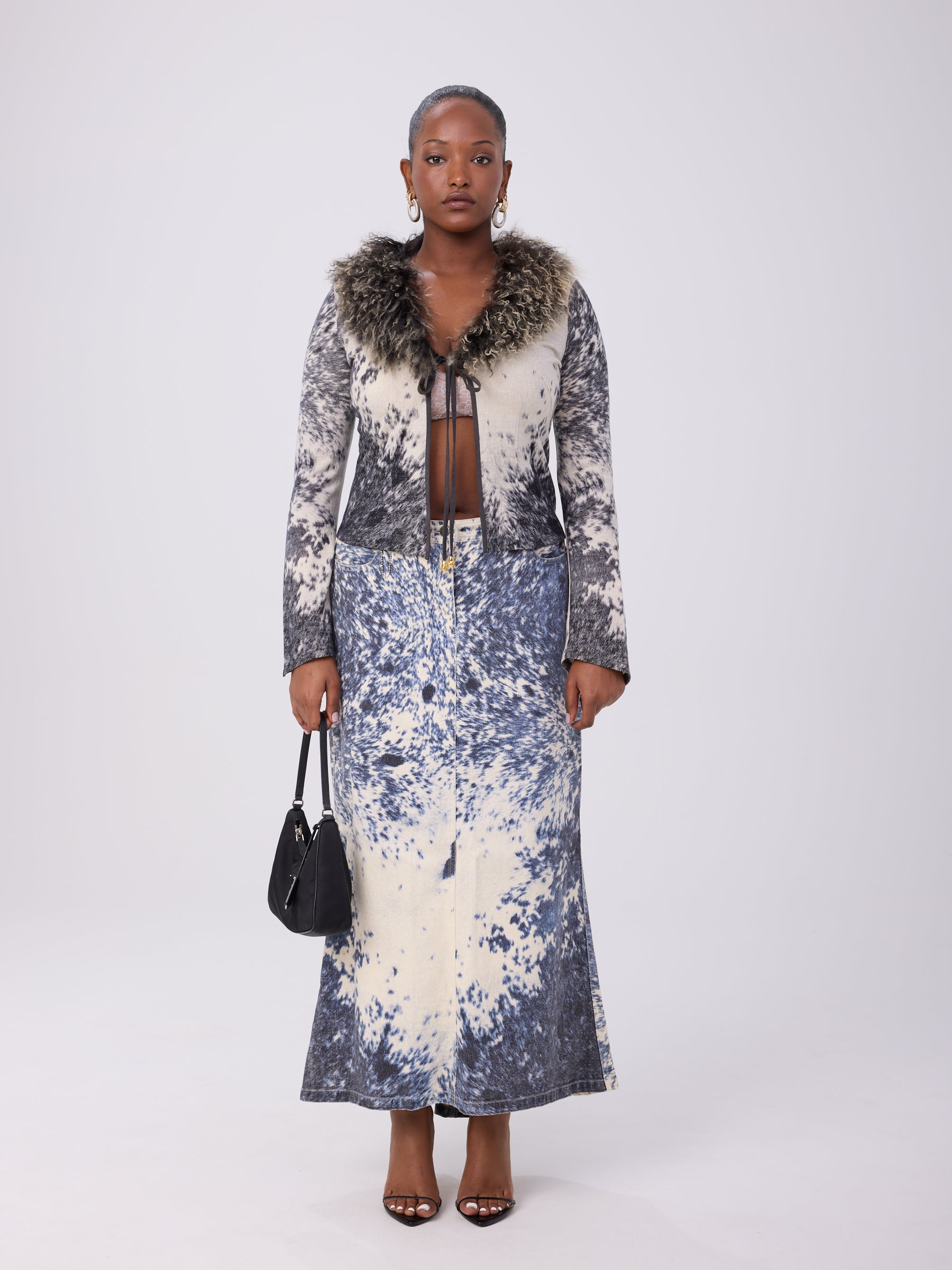 Roberto Cavalli FW 1999 Horse Print Cardigan & Skirt Set