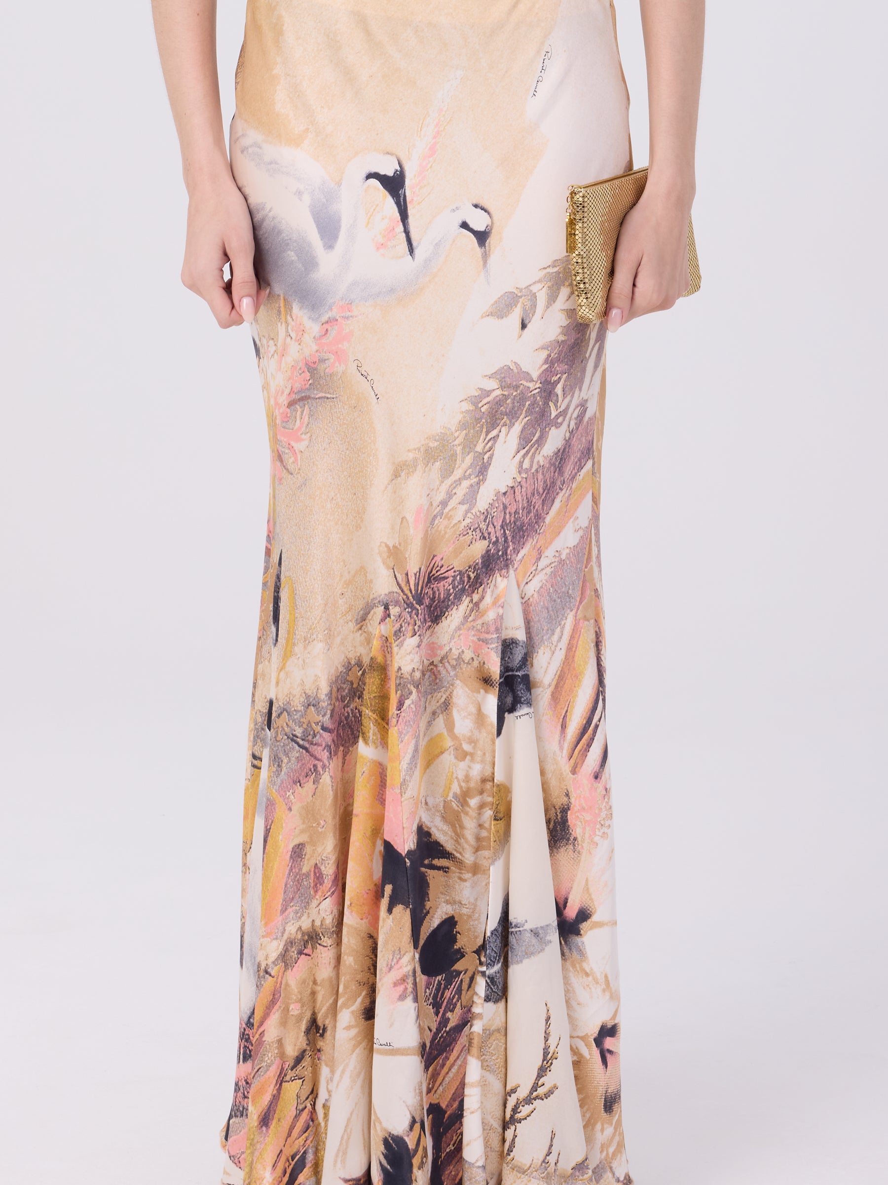 Roberto Cavalli SS 2003 Swan Fishtail Maxi Skirt