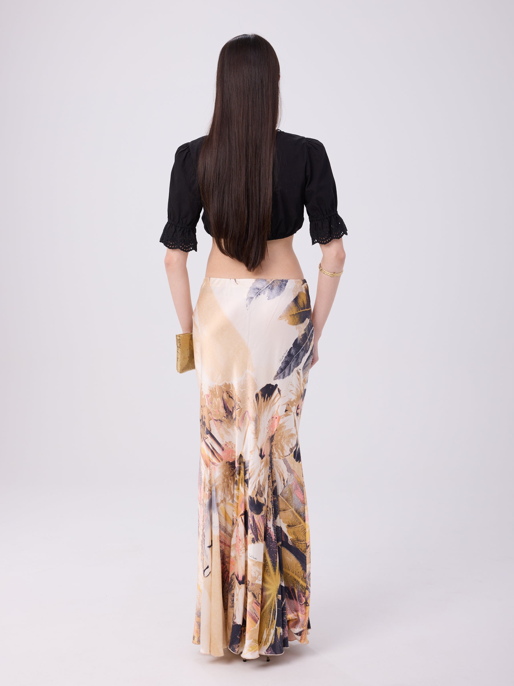 Roberto Cavalli SS 2003 Swan Fishtail Maxi Skirt