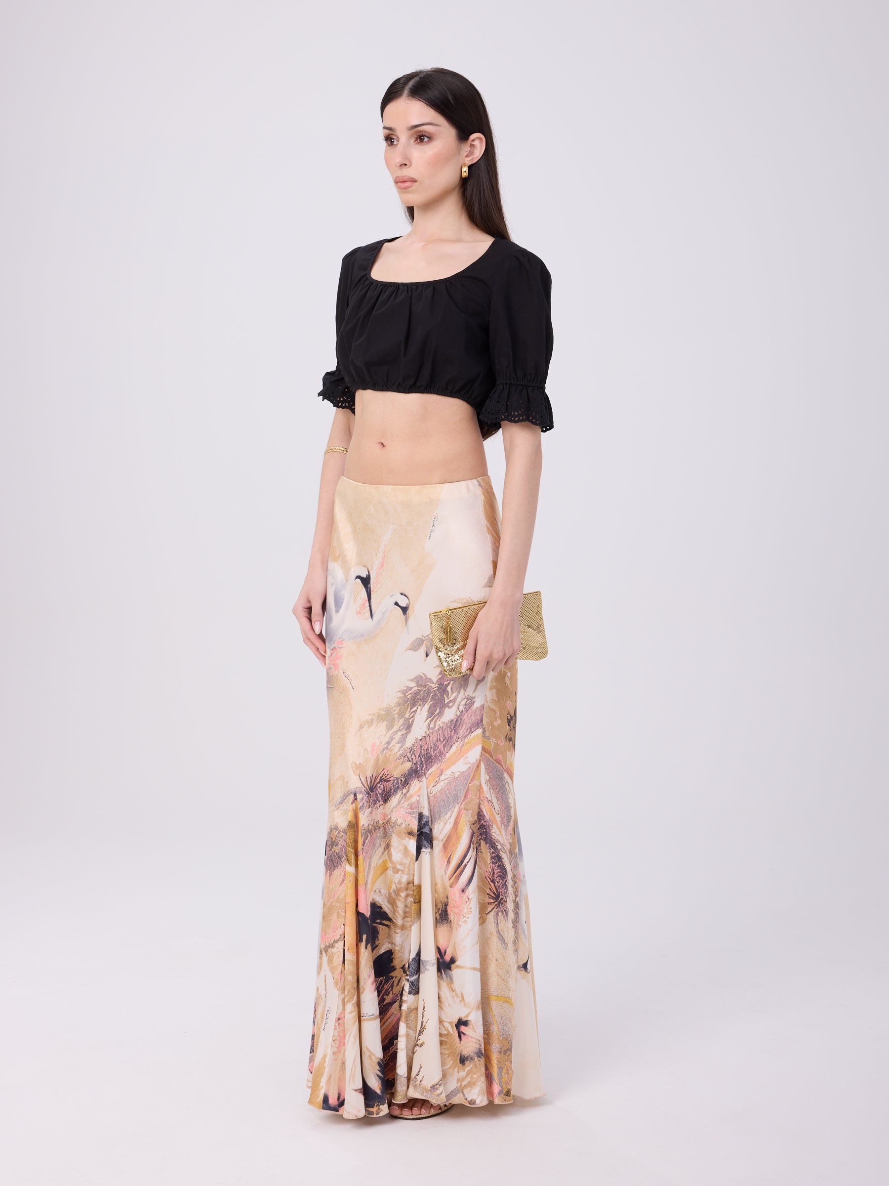 Roberto Cavalli SS 2003 Swan Fishtail Maxi Skirt