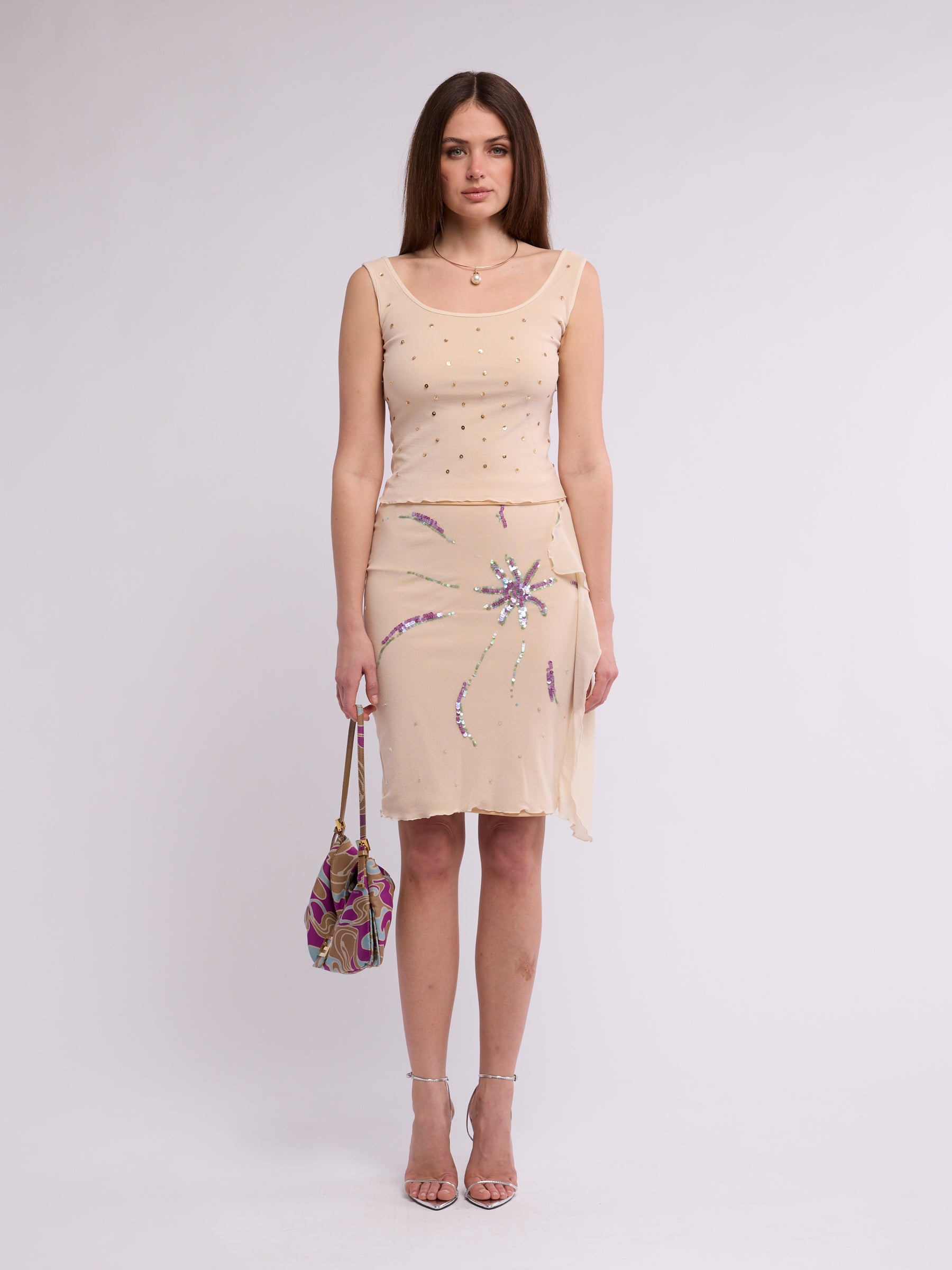 Rocco Barocco 2000s Mesh and Sequin Set