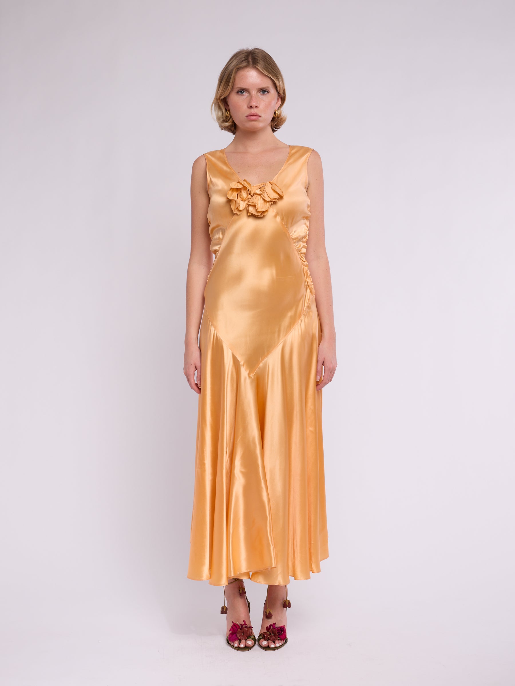 Antique Satin 1933 Tangerine Gown