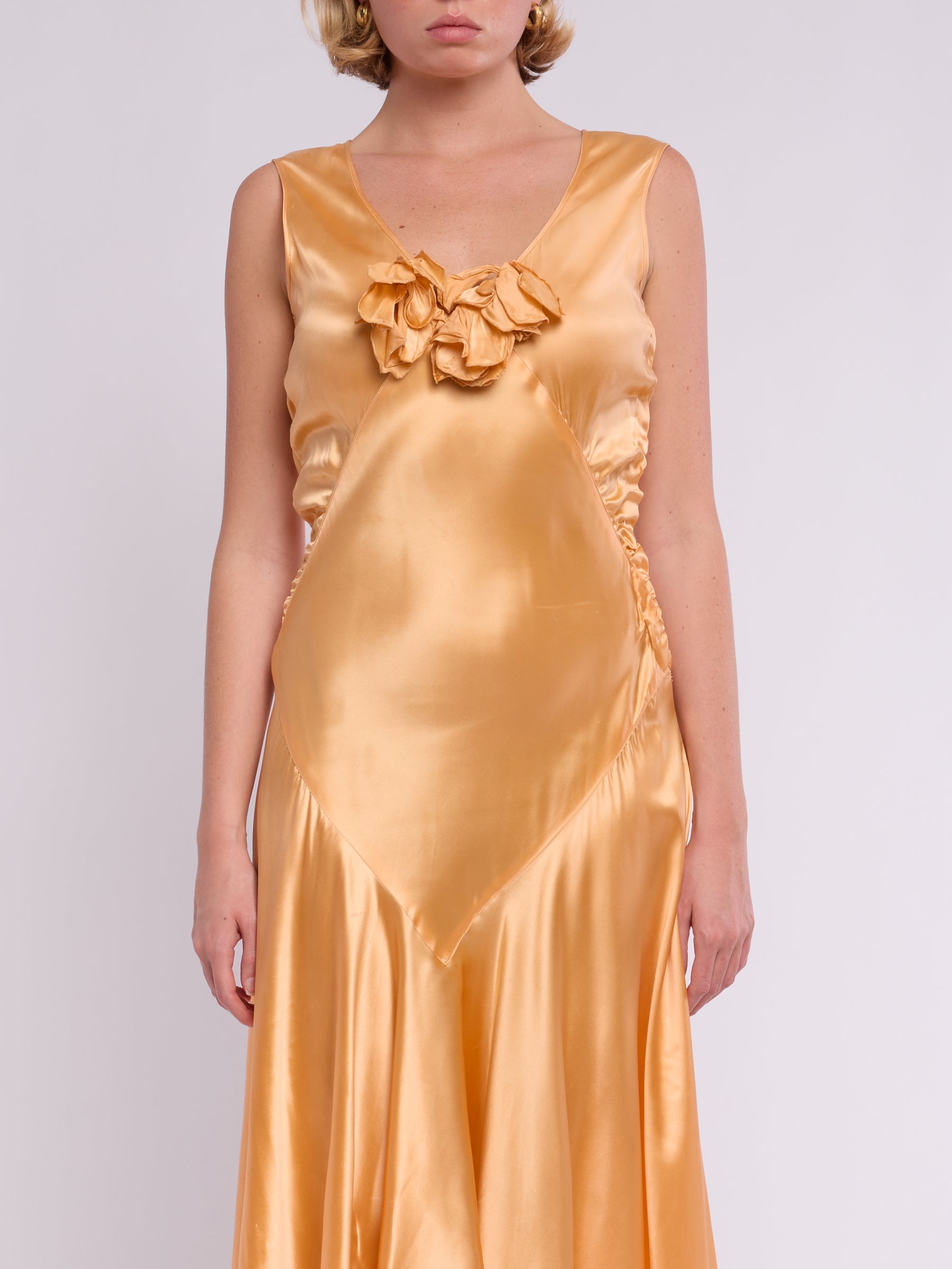 Antique Satin 1933 Tangerine Gown