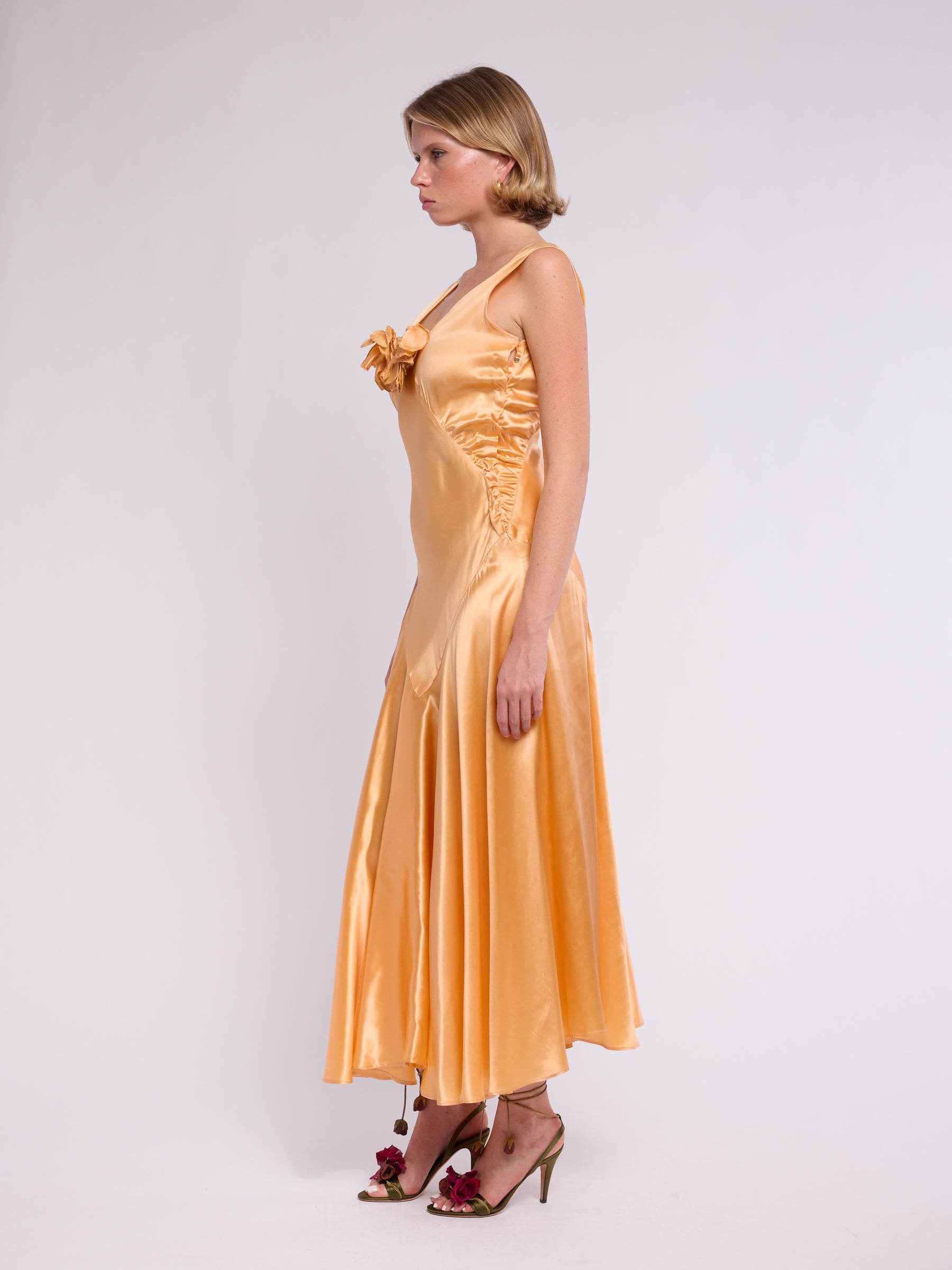 Antique Satin 1933 Tangerine Gown