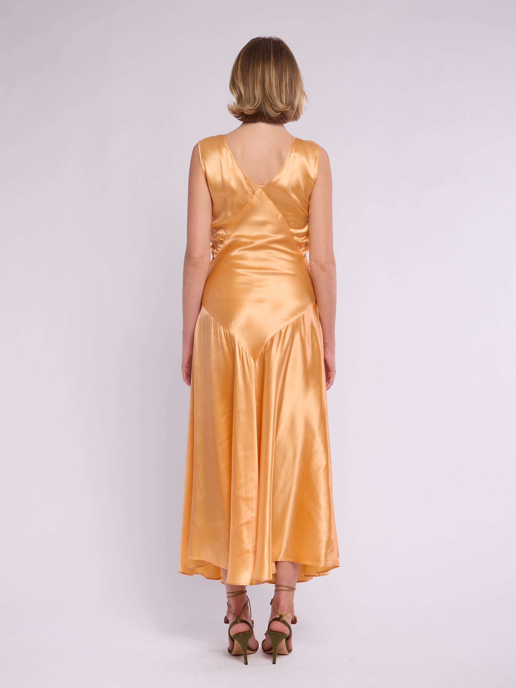Antique Satin 1933 Tangerine Gown