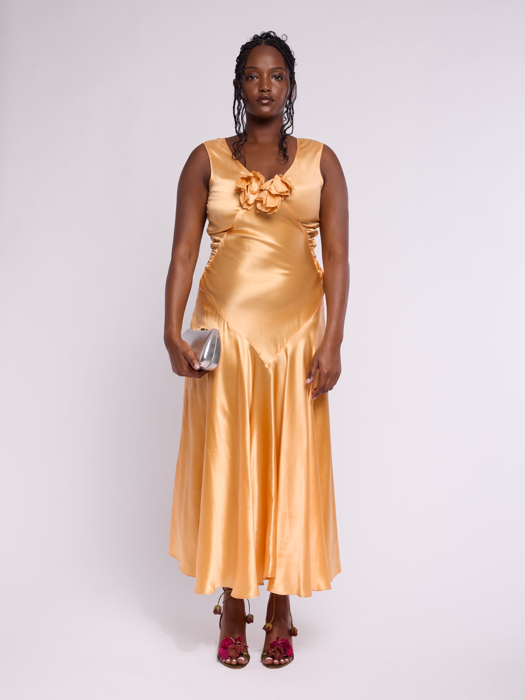 Antique Satin 1933 Tangerine Gown
