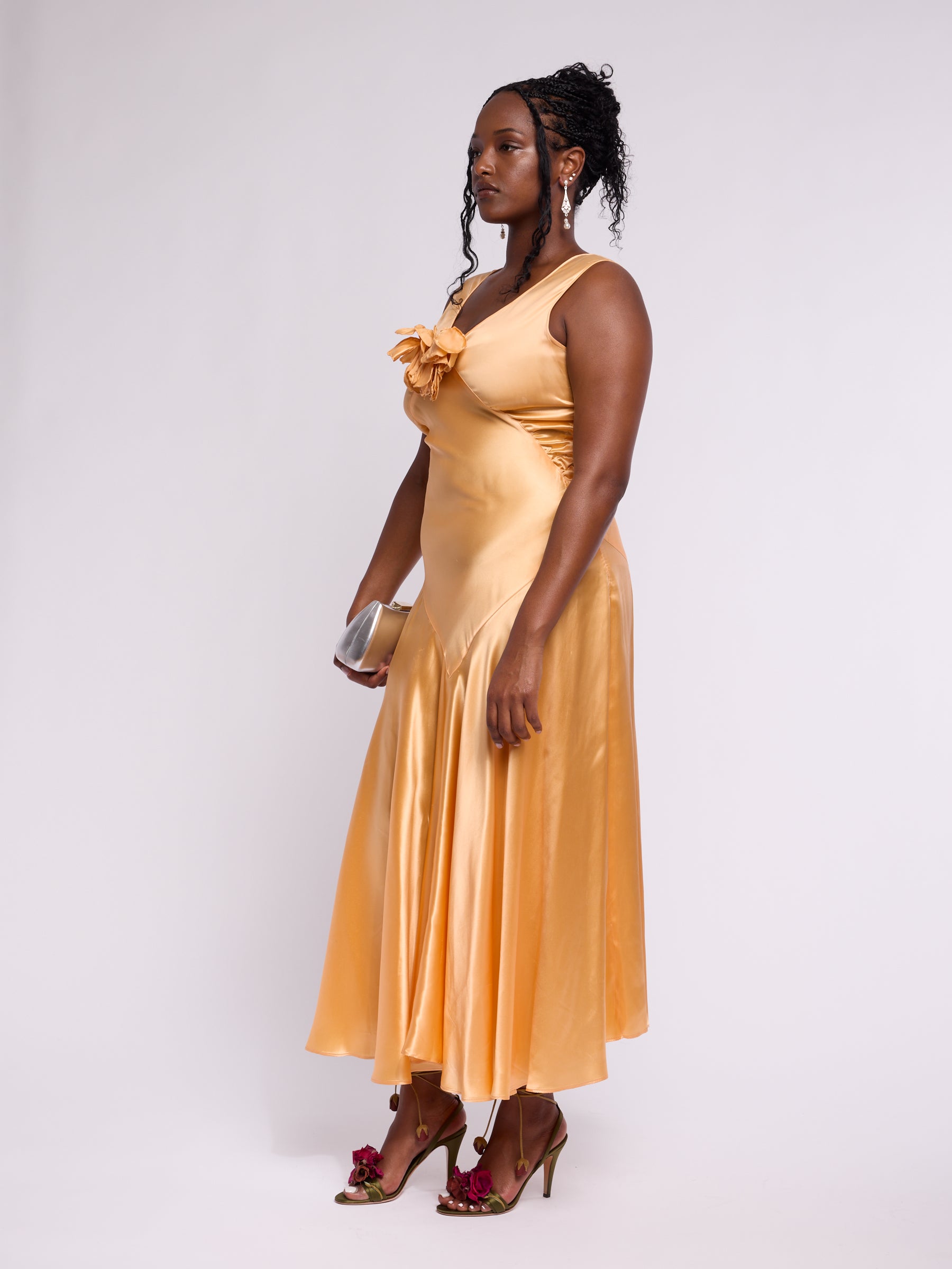 Antique Satin 1933 Tangerine Gown