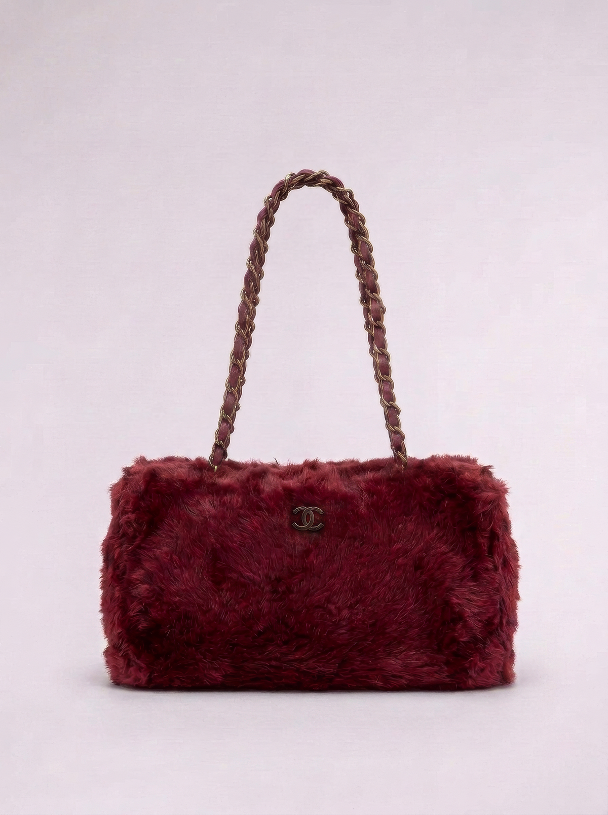 Chanel 2001 Red Lapin Fur Bag