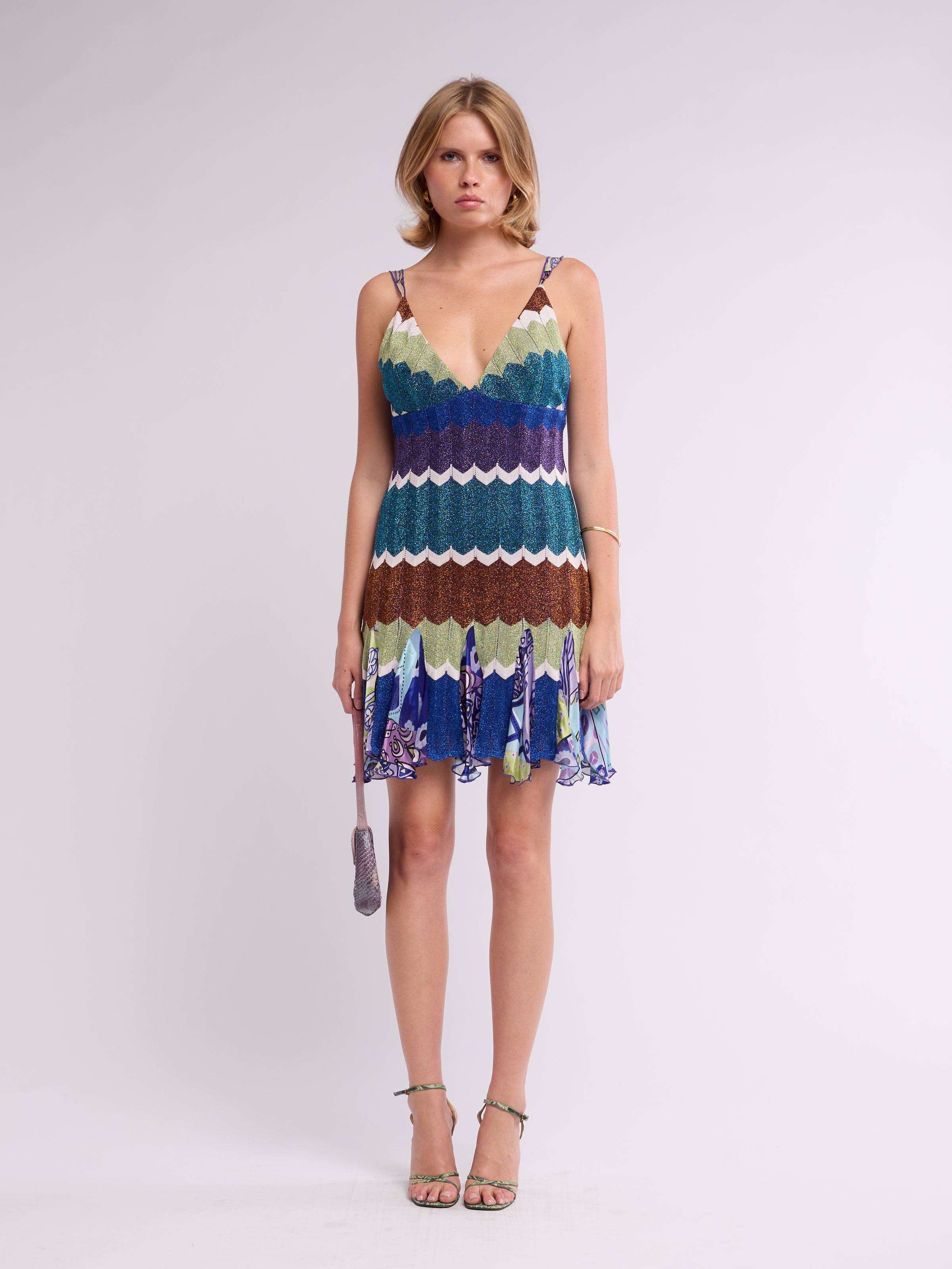 Unsigned 2000s Paris Hilton Blue Chevron Mini Dress