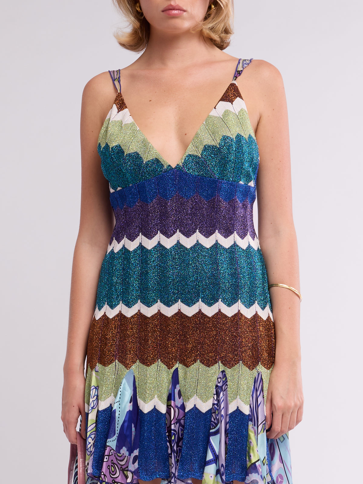 Unsigned 2000s Paris Hilton Blue Chevron Mini Dress