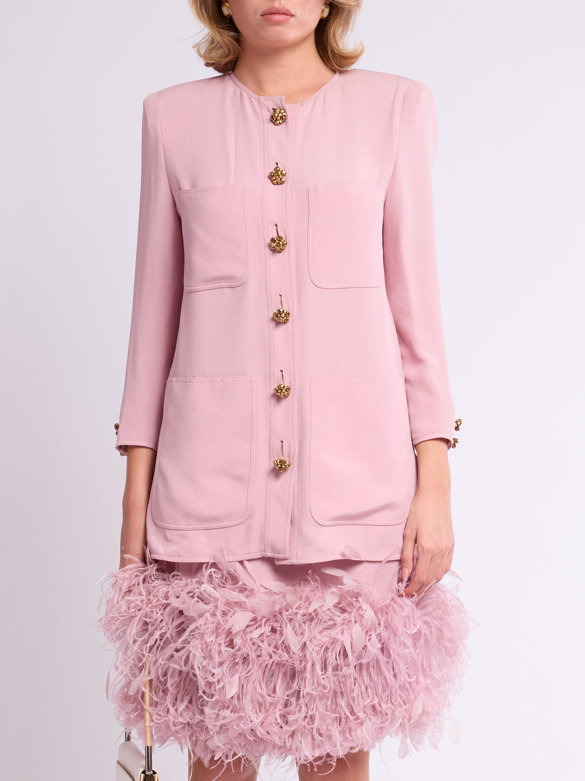 Valentino 1980s Pink Ostrich Feather Suit