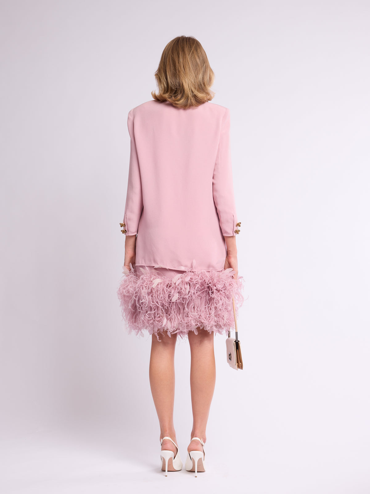 Valentino 1980s Pink Ostrich Feather Suit