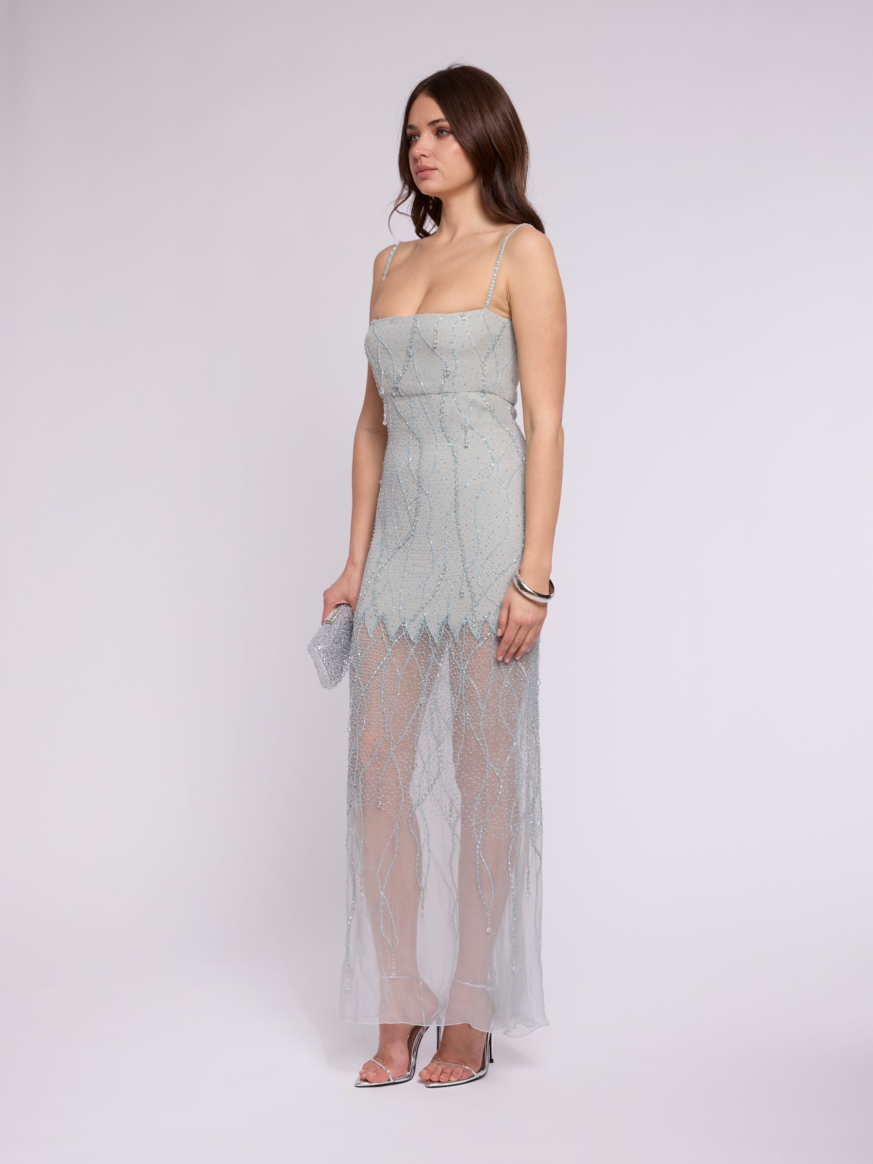 Valentino 1990s Rare Ice Blue Teardrop Gown