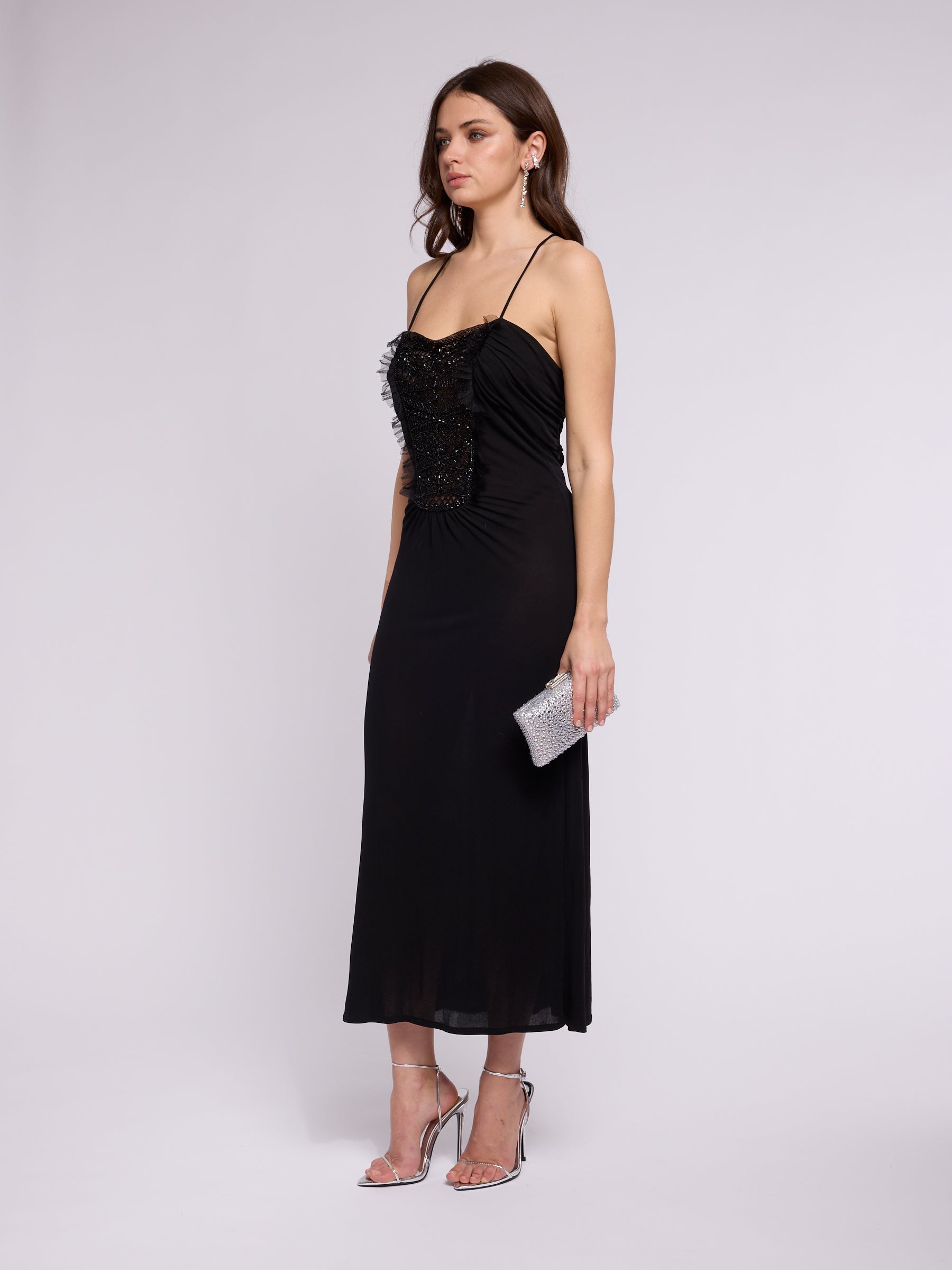 Valentino Roma Early 2000s Beaded Black Dress