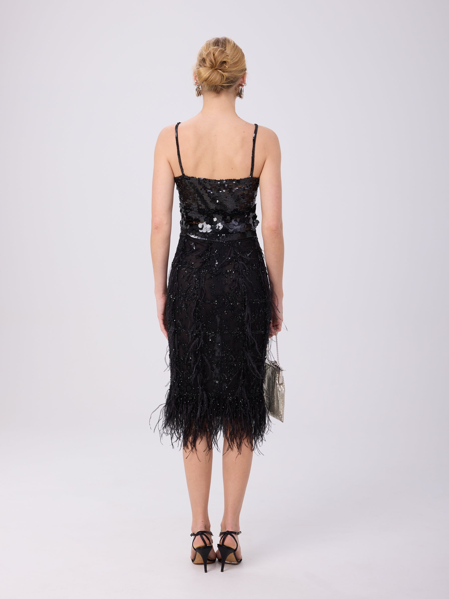 Valentino FW 2001 Black Feather Beaded Dress