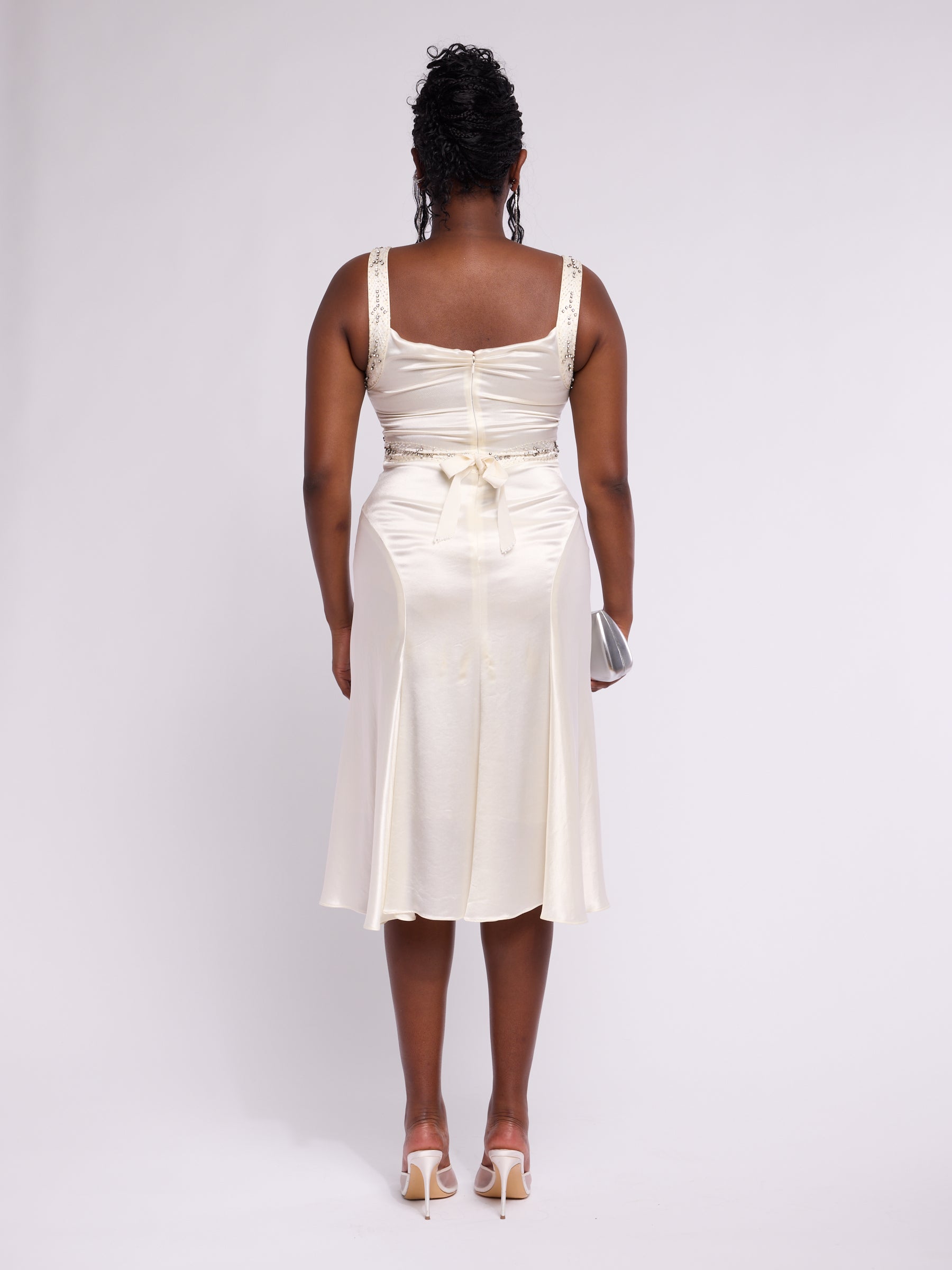 Vera Wang 1990s Silk Slip Embellished Dress
