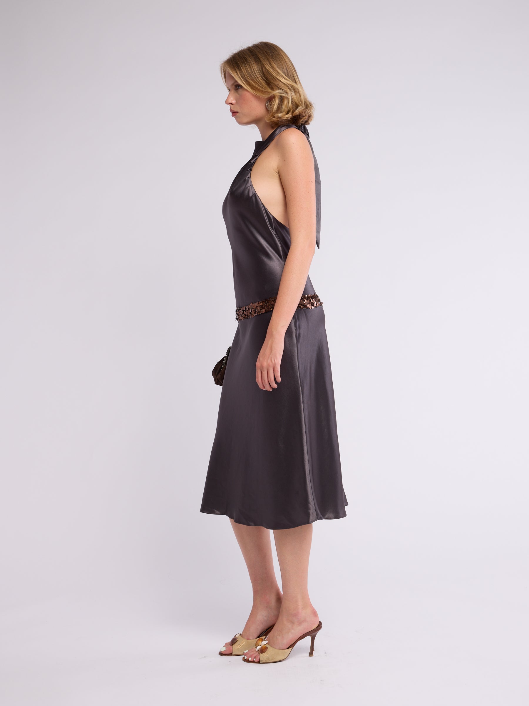 Vera Wang 2000s Drop Waist Beaded Dress