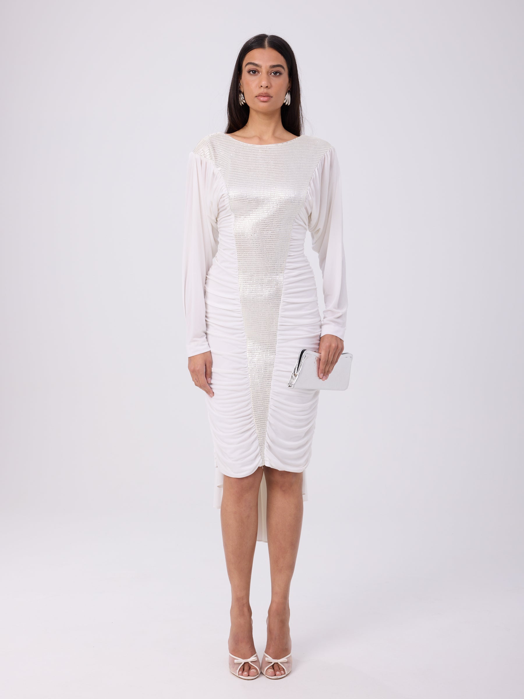 Unsigned 80s Metallic White Dress