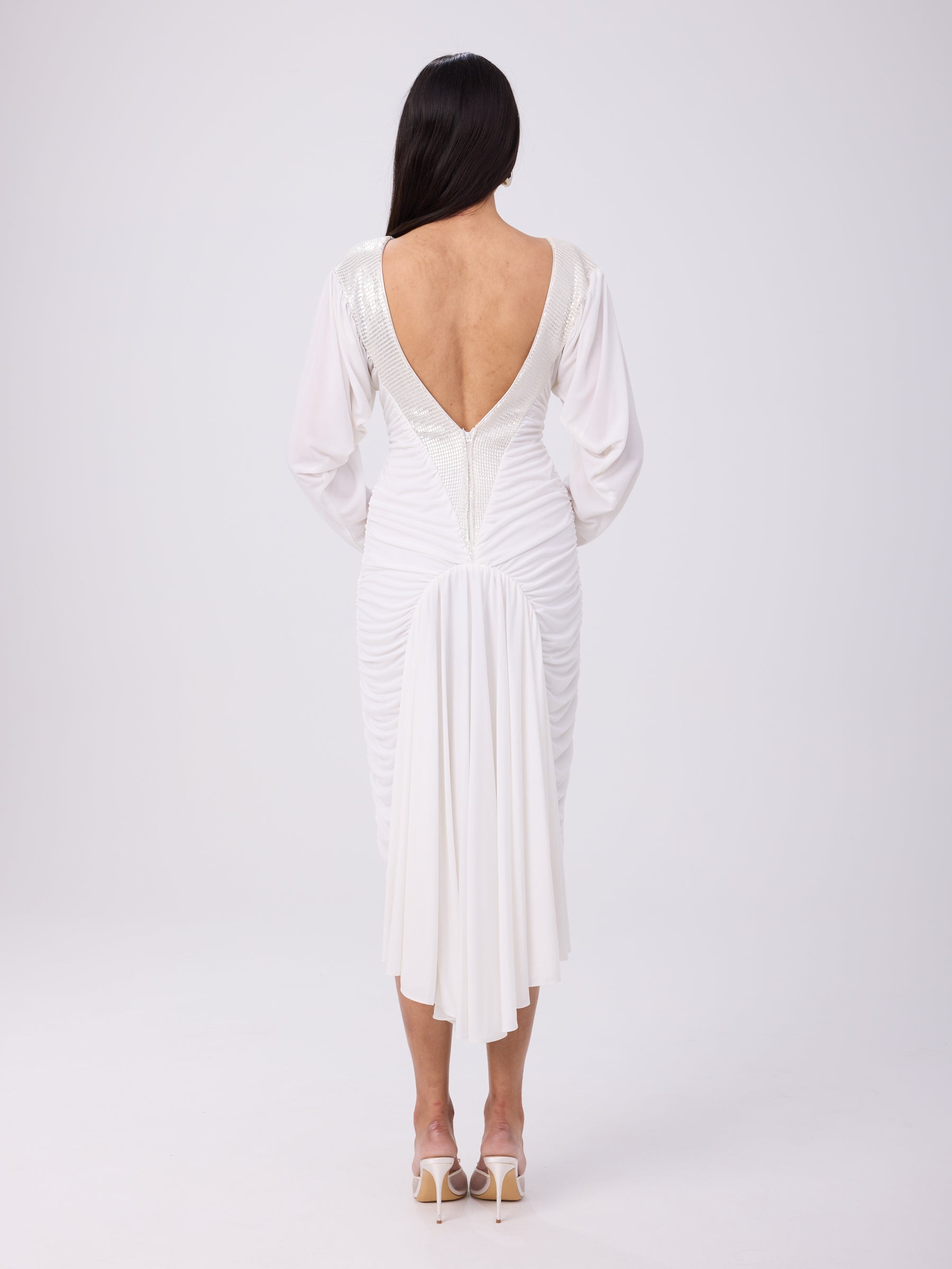 Unsigned 80s Metallic White Dress