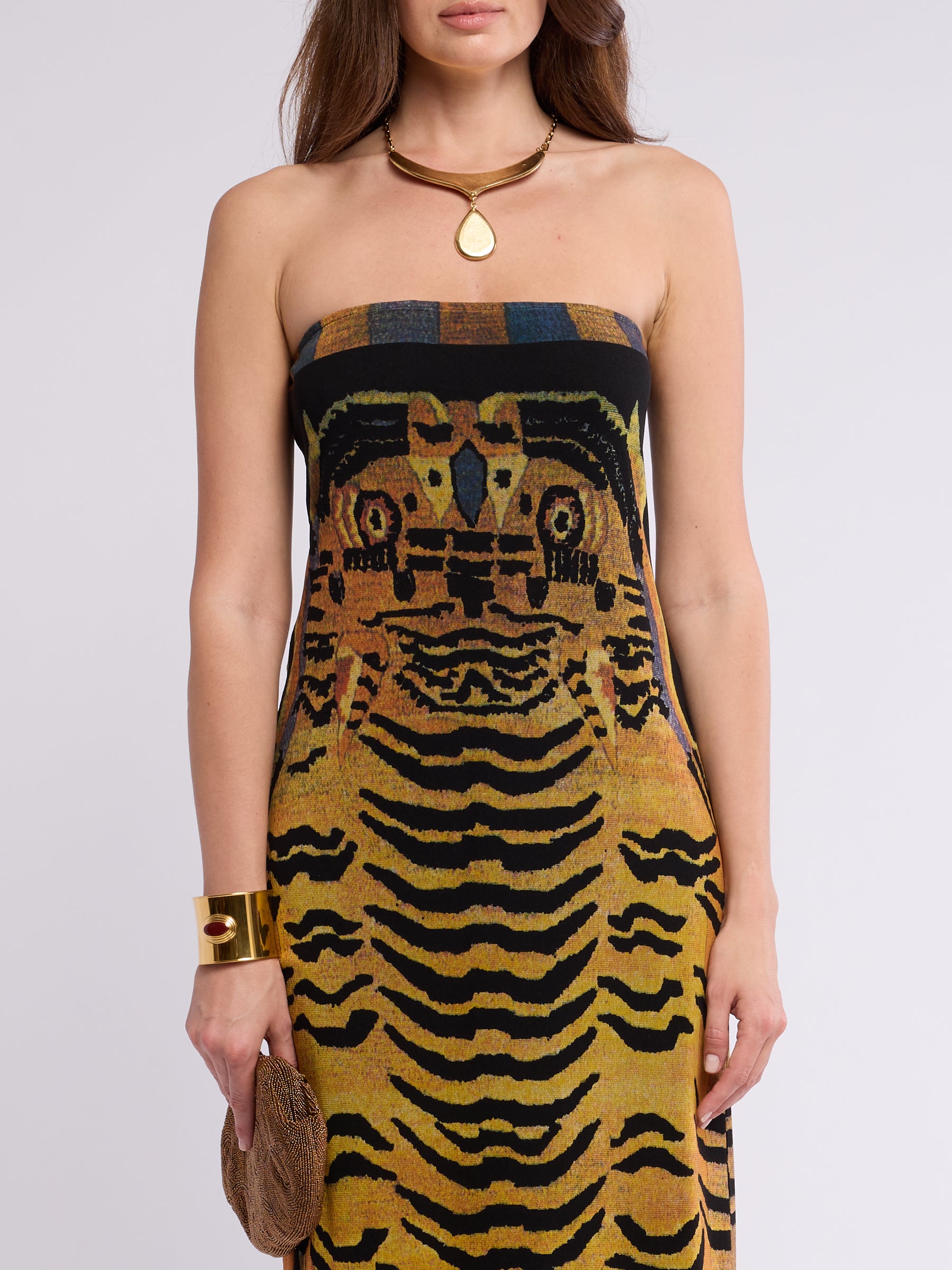 Vivienne Tam SS 1998 Tiger Print Column Dress