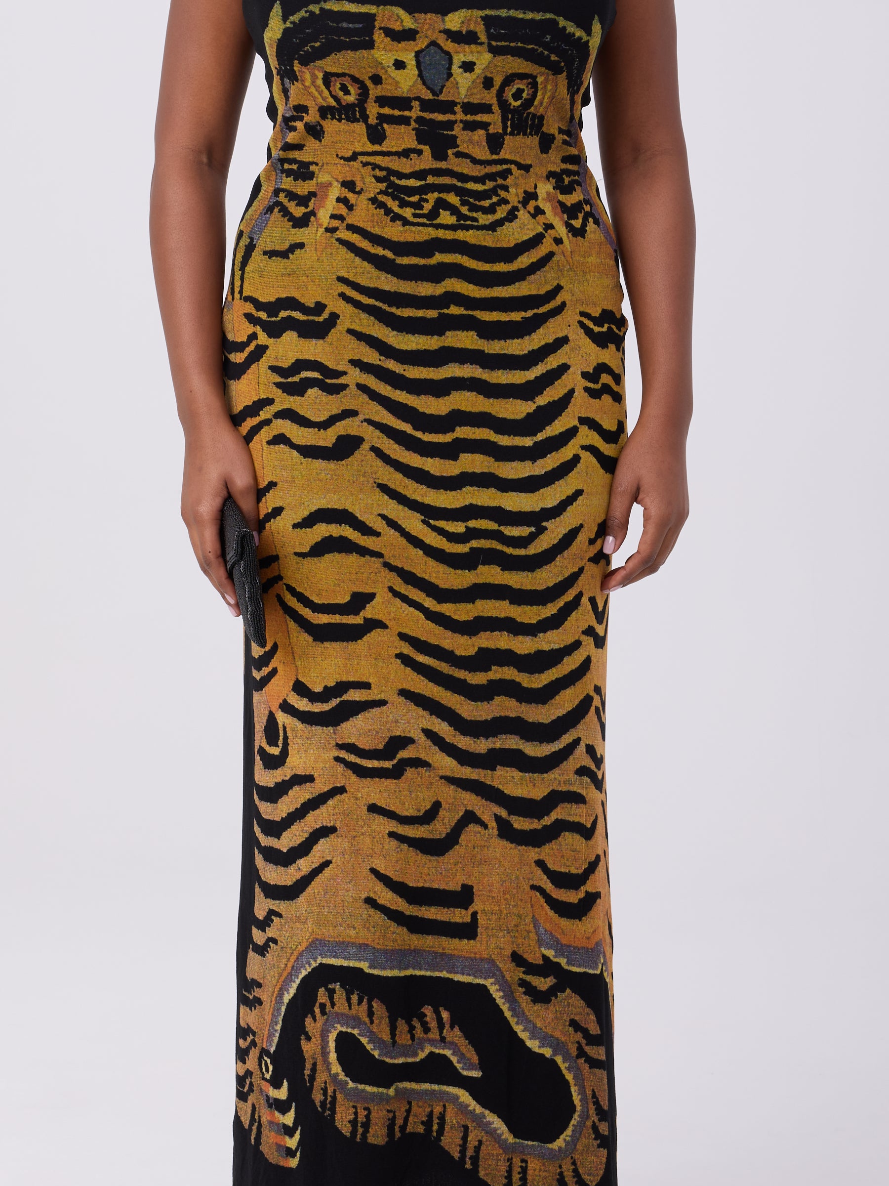 Vivienne Tam SS 1998 Tiger Print Mesh Dress