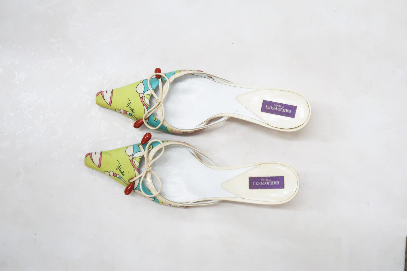 emilio pucci 2000s green kitten heels