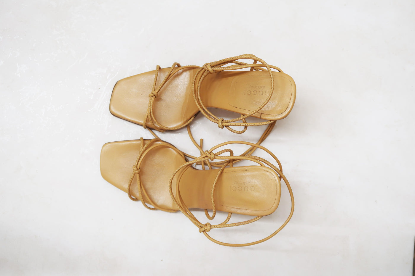 gucci by tom ford ss 2002 bamboo leather lace up sandals