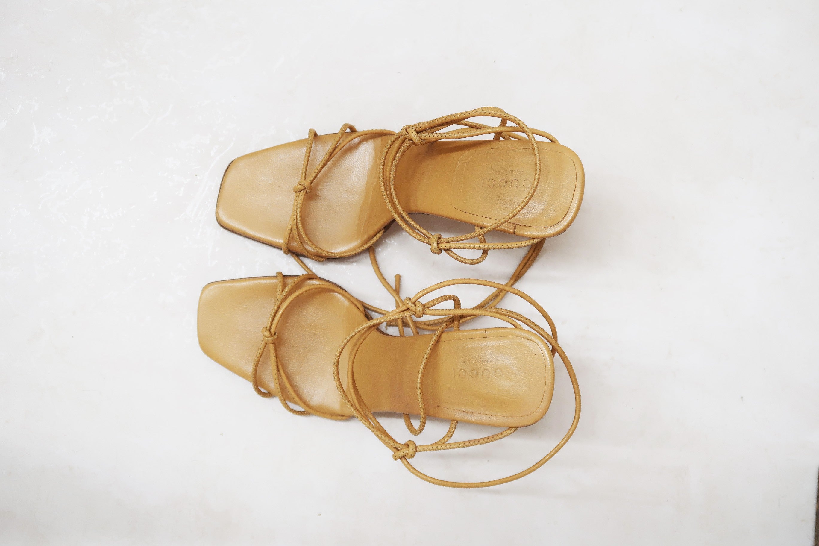 gucci by tom ford ss 2002 bamboo leather lace up sandals