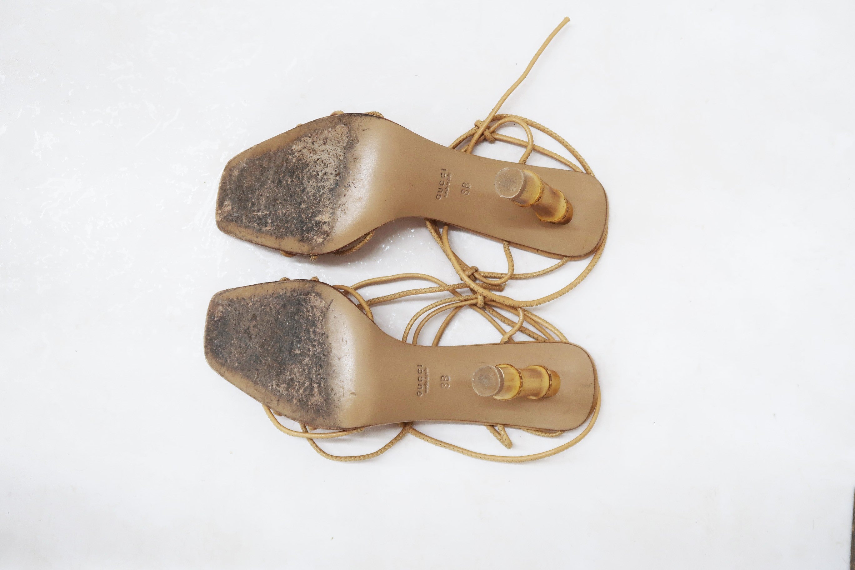 gucci by tom ford ss 2002 bamboo leather lace up sandals