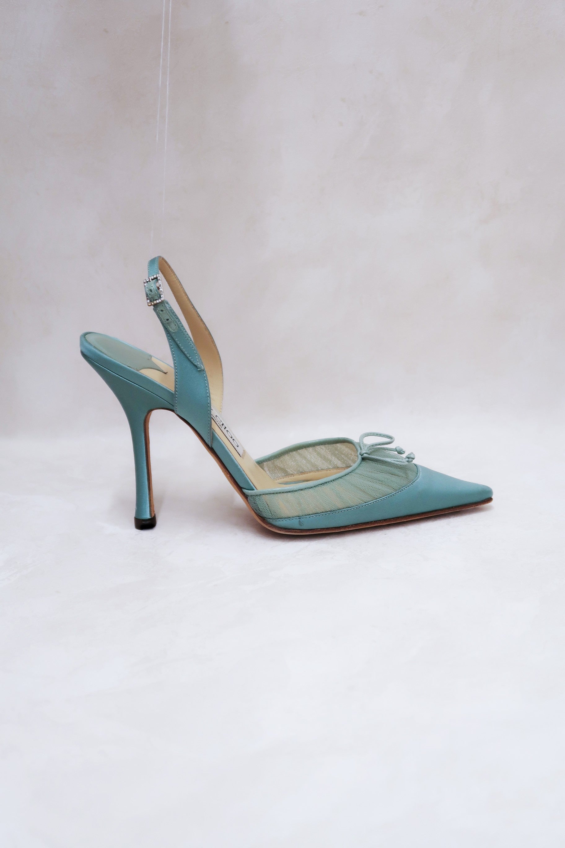 jimmy choo vintage blue satin bow heels