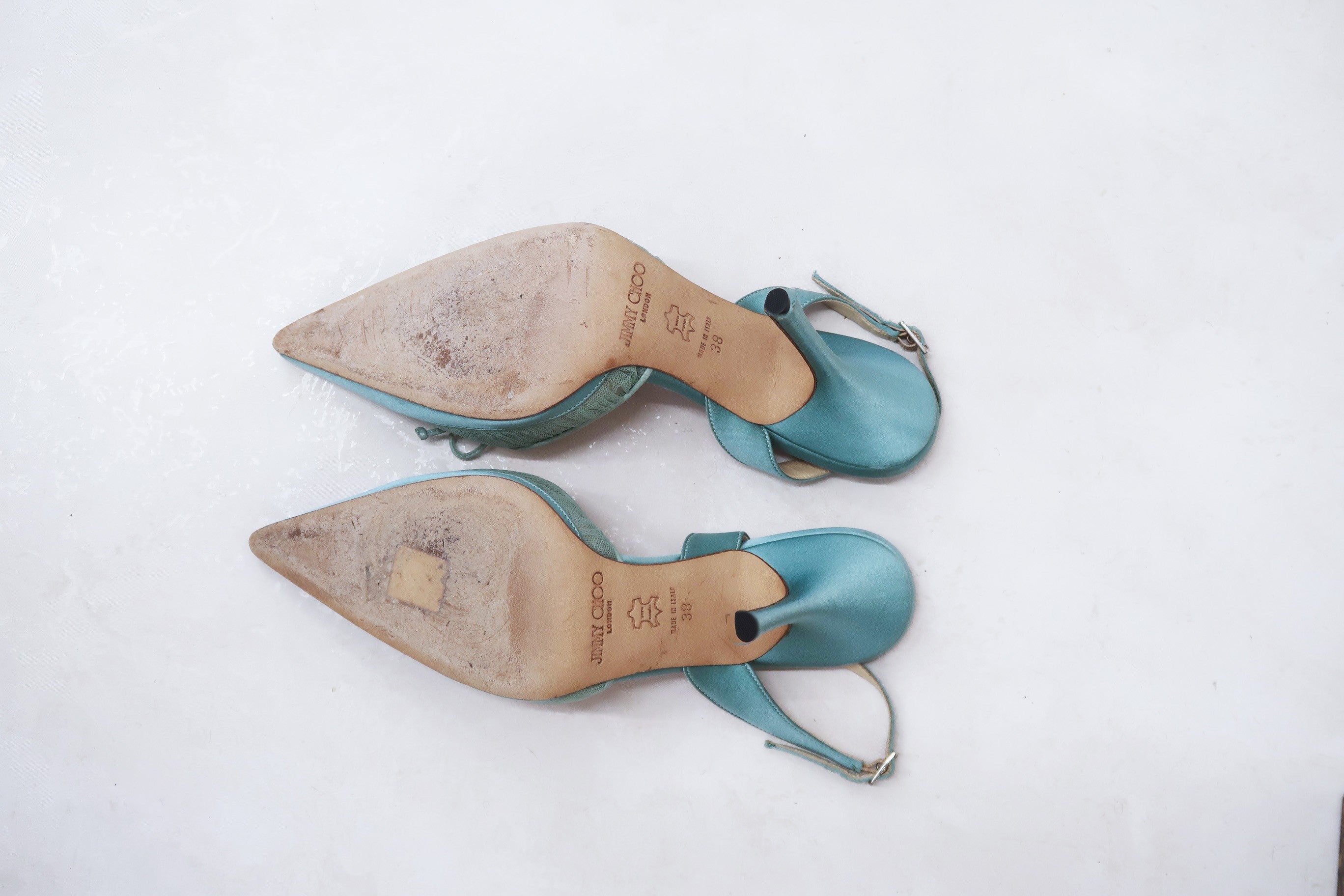jimmy choo vintage blue satin bow heels