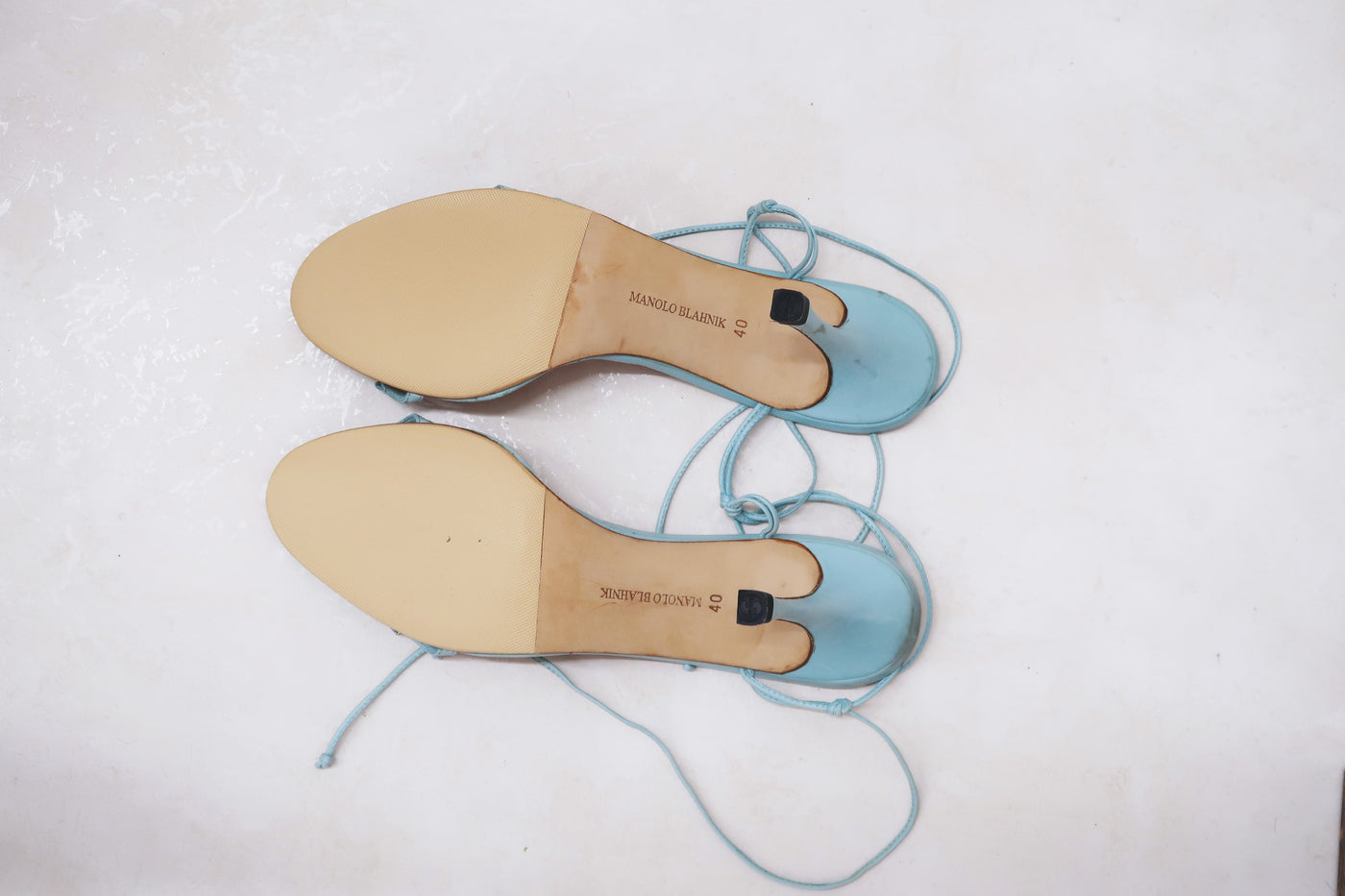 manolo blahnik 2000s turqouise crystal wrap sandals