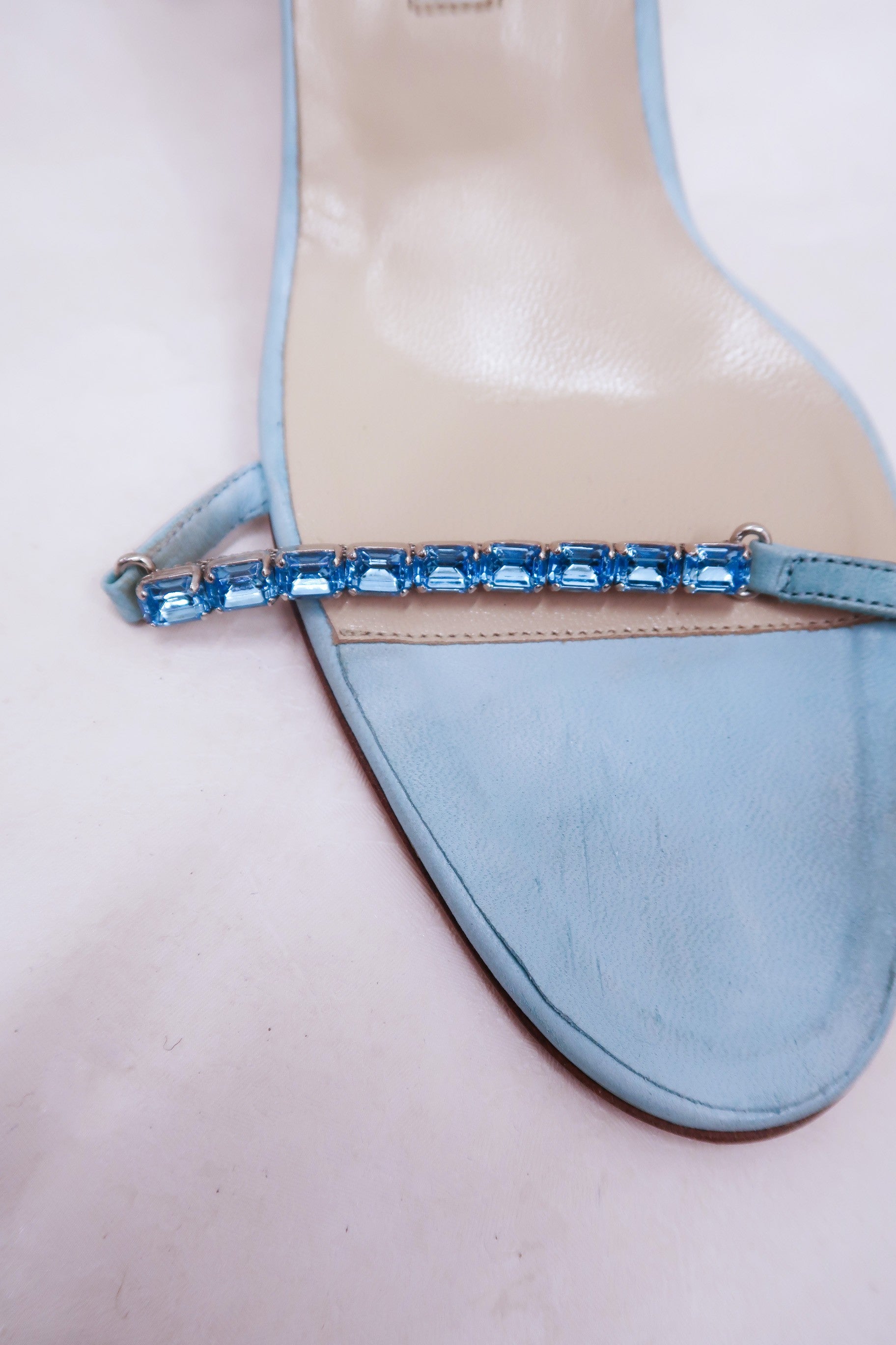 manolo blahnik 2000s turqouise crystal wrap sandals