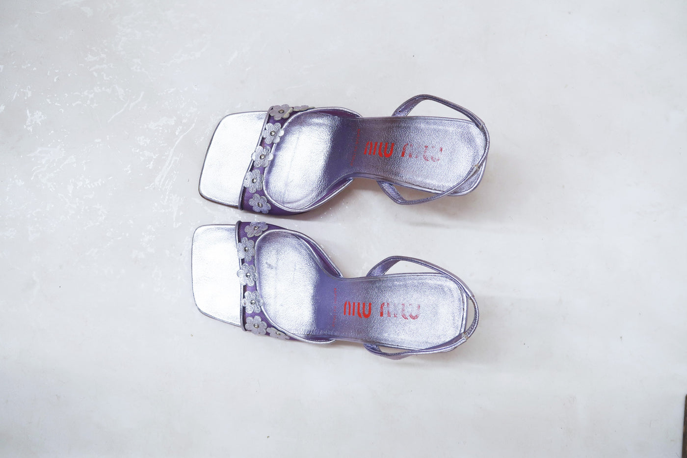 miu miu fw 1999 purple floral mesh slingbacks