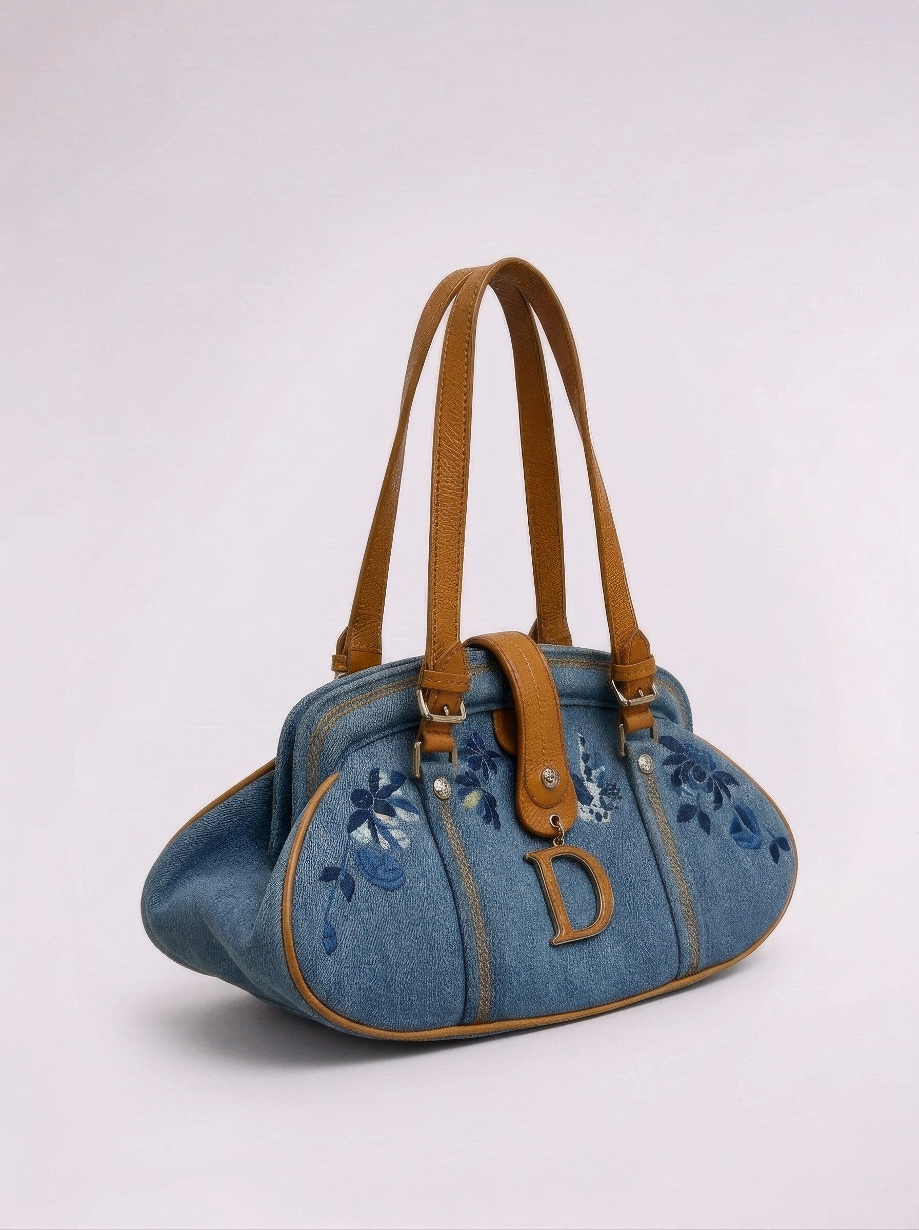 Christian Dior by Galliano 2000s Denim Embroidered Detective Bag