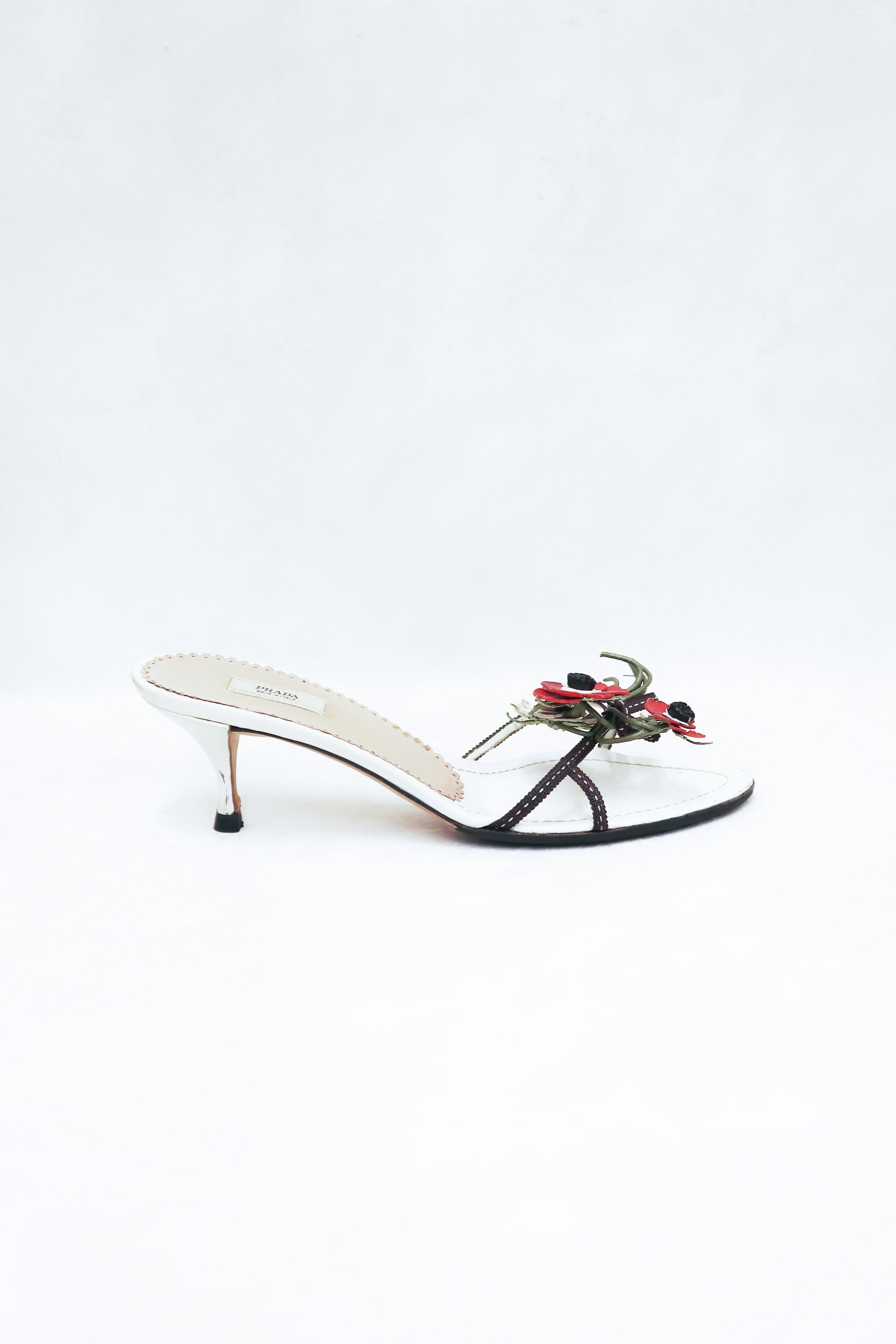 prada vintage white bouquet heels
