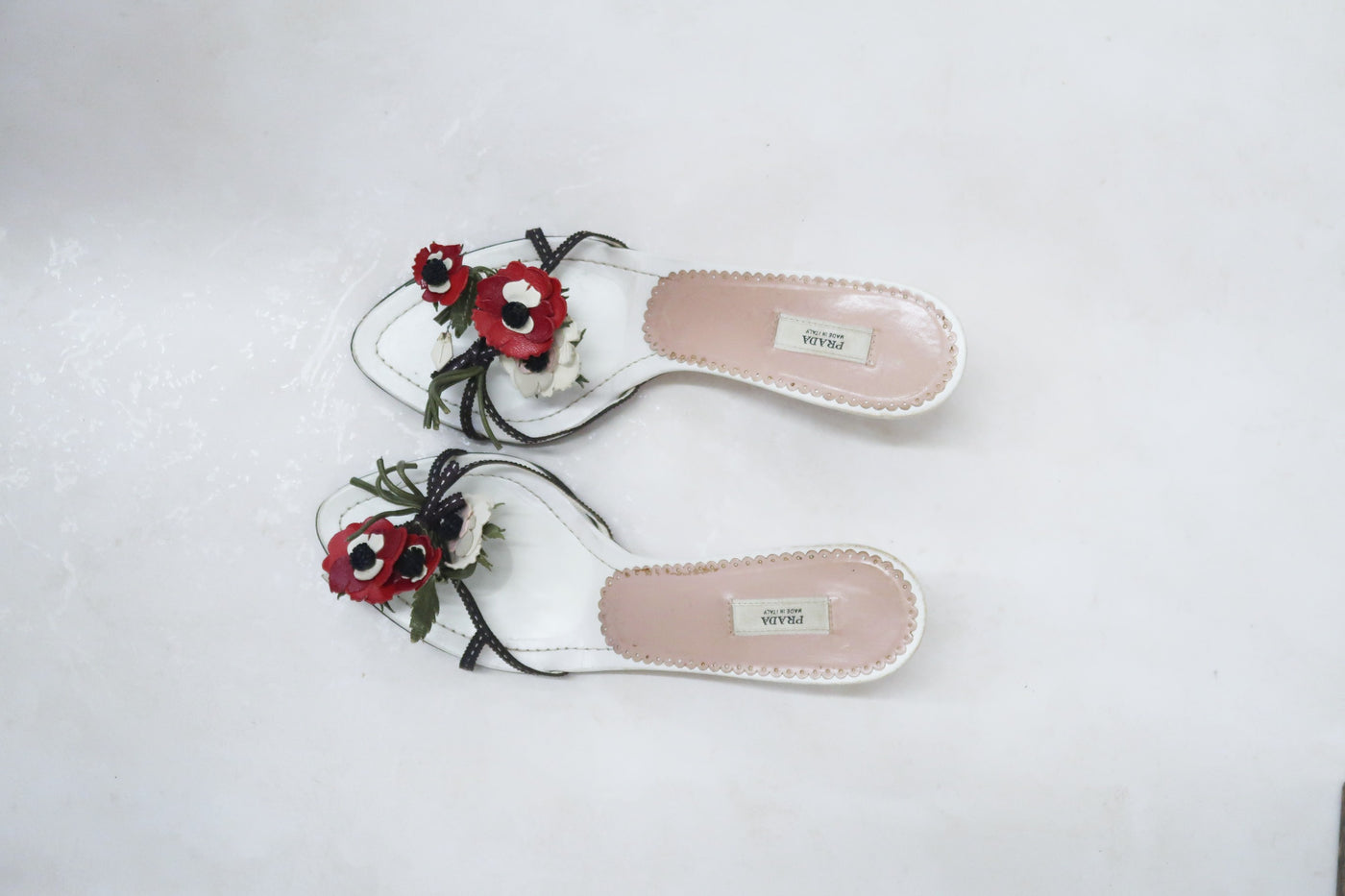 prada vintage white bouquet heels