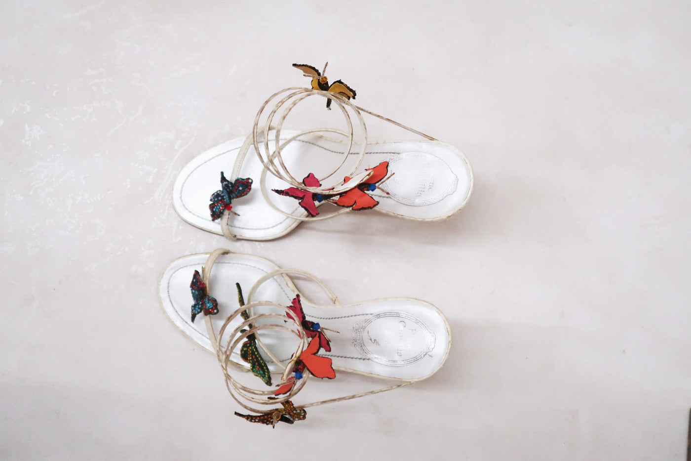 rene caovilla vintage butterfly crystal embellished snakeskin sandals