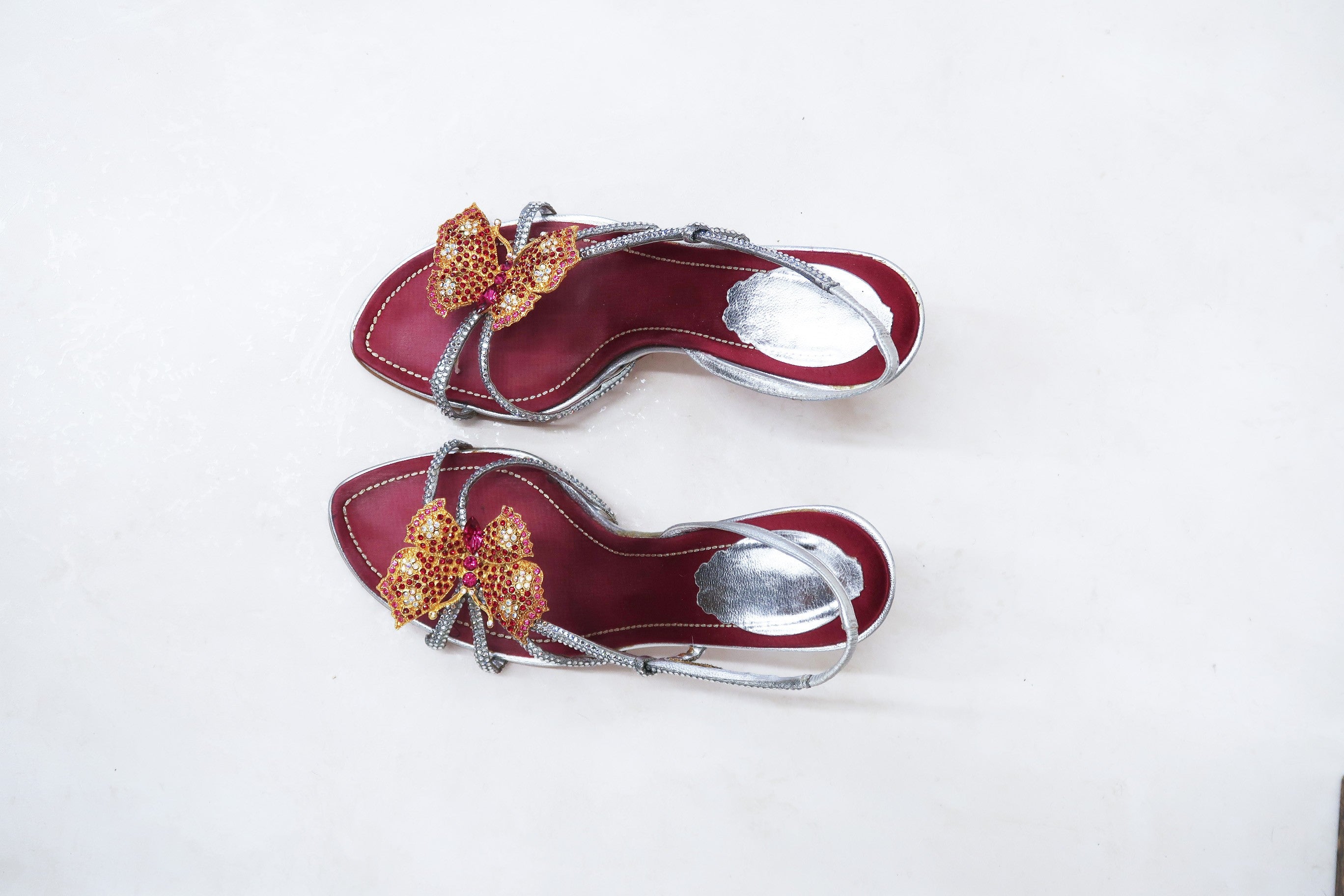 rene caovilla vintage butterfly silver sandals