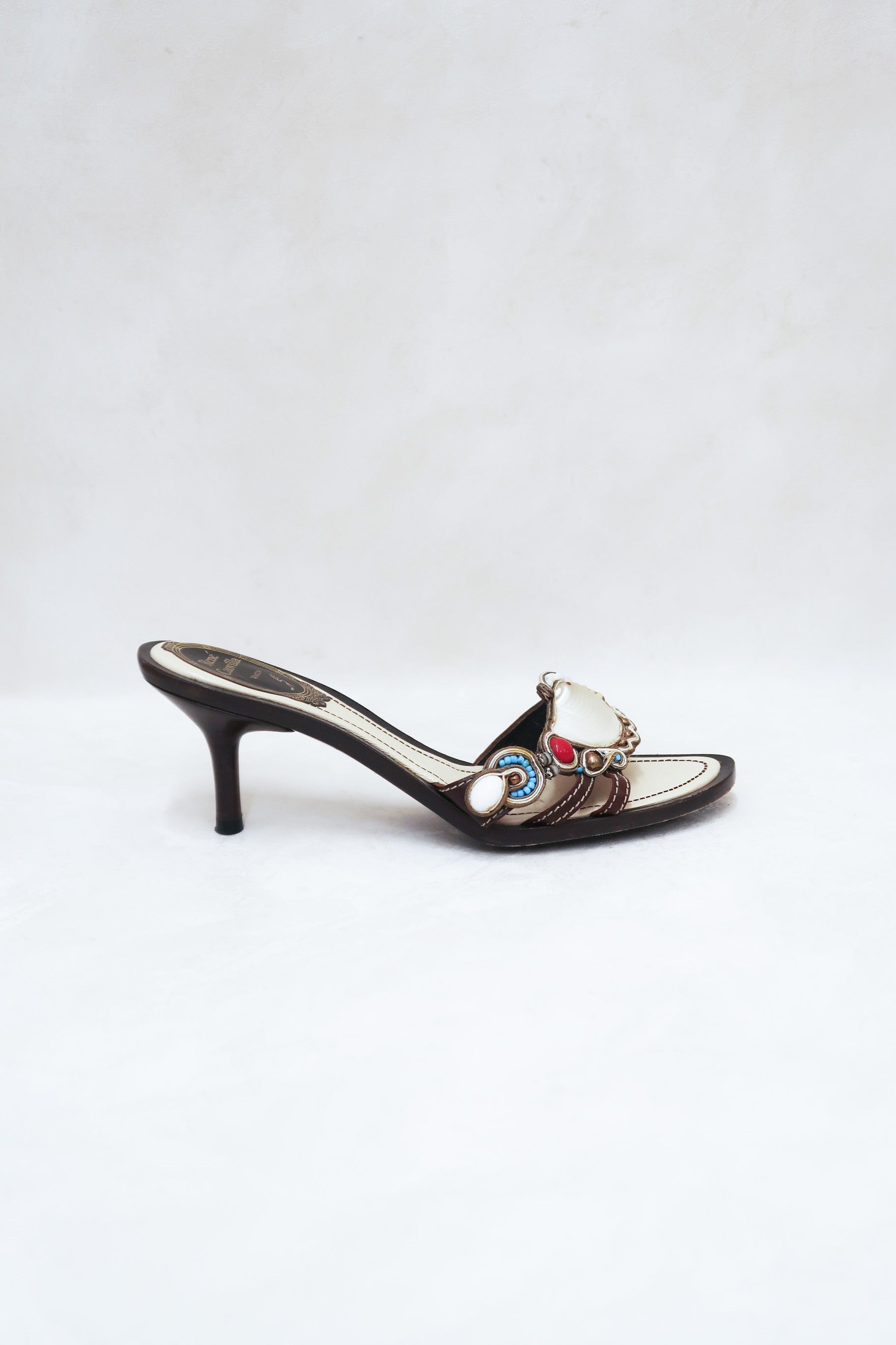 rene caovilla vintage shell slides