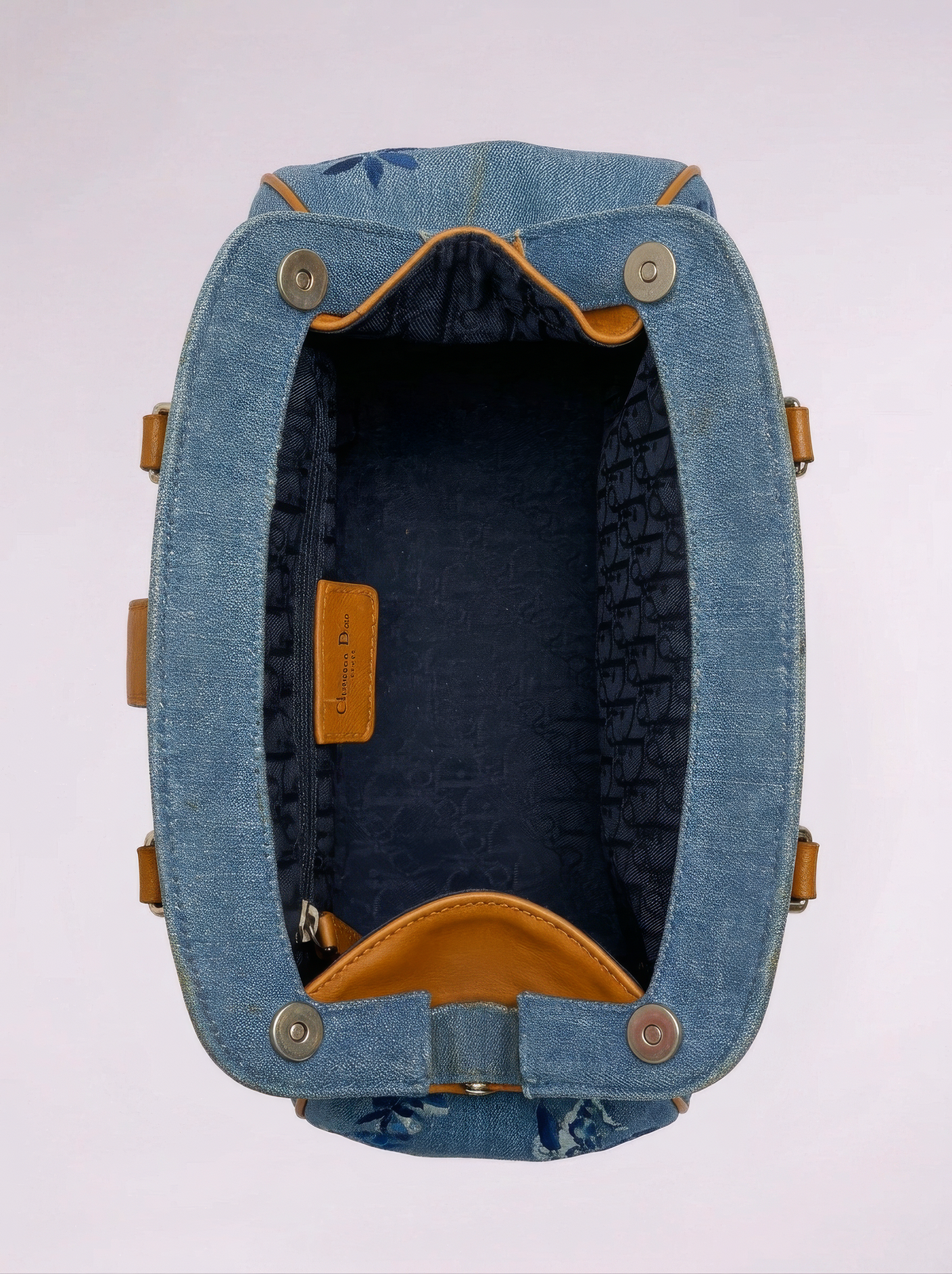 Christian Dior by Galliano 2000s Denim Embroidered Detective Bag