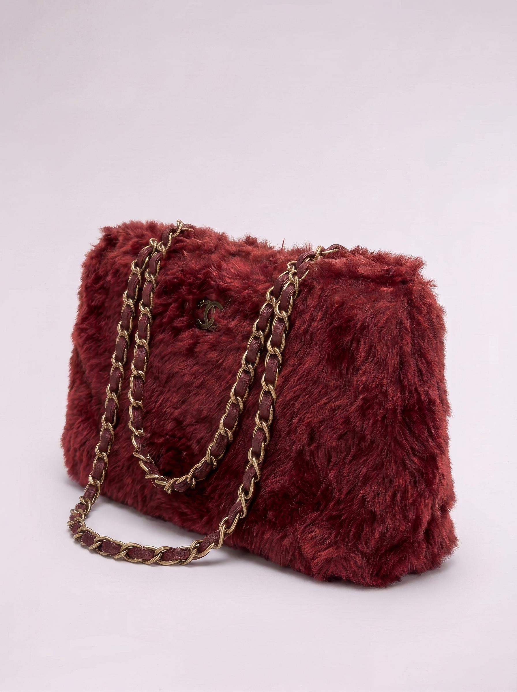Chanel 2001 Red Lapin Fur Bag